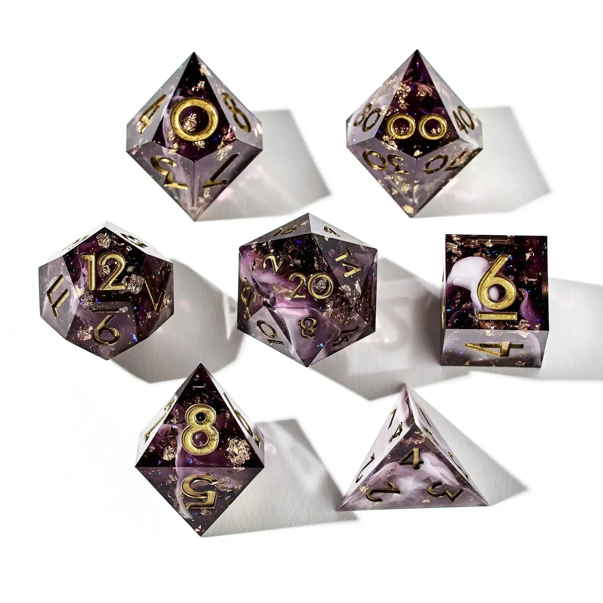 Orchid Dust 7-Piece Polyhedral Dice Set - Dispel Dice - Premium DnD Dice & Accessories