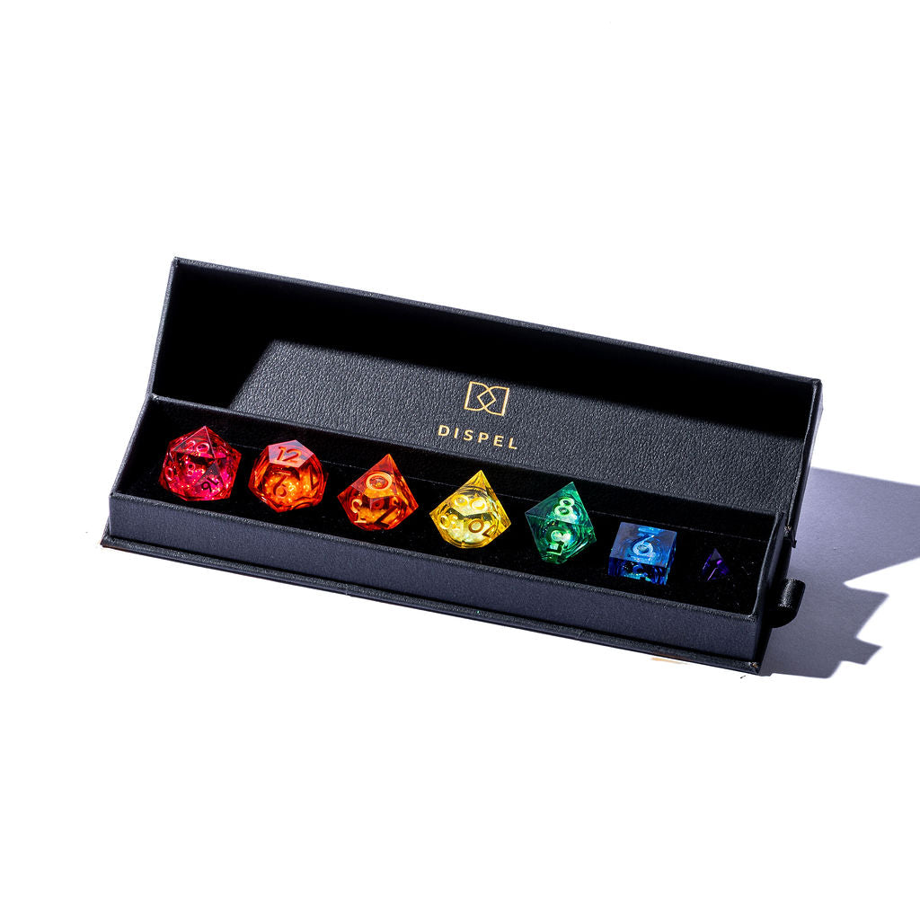 Prismatic Light 7-Piece Liquid Core Dice Set - Dispel Dice - Premium DnD Dice & Accessories # #