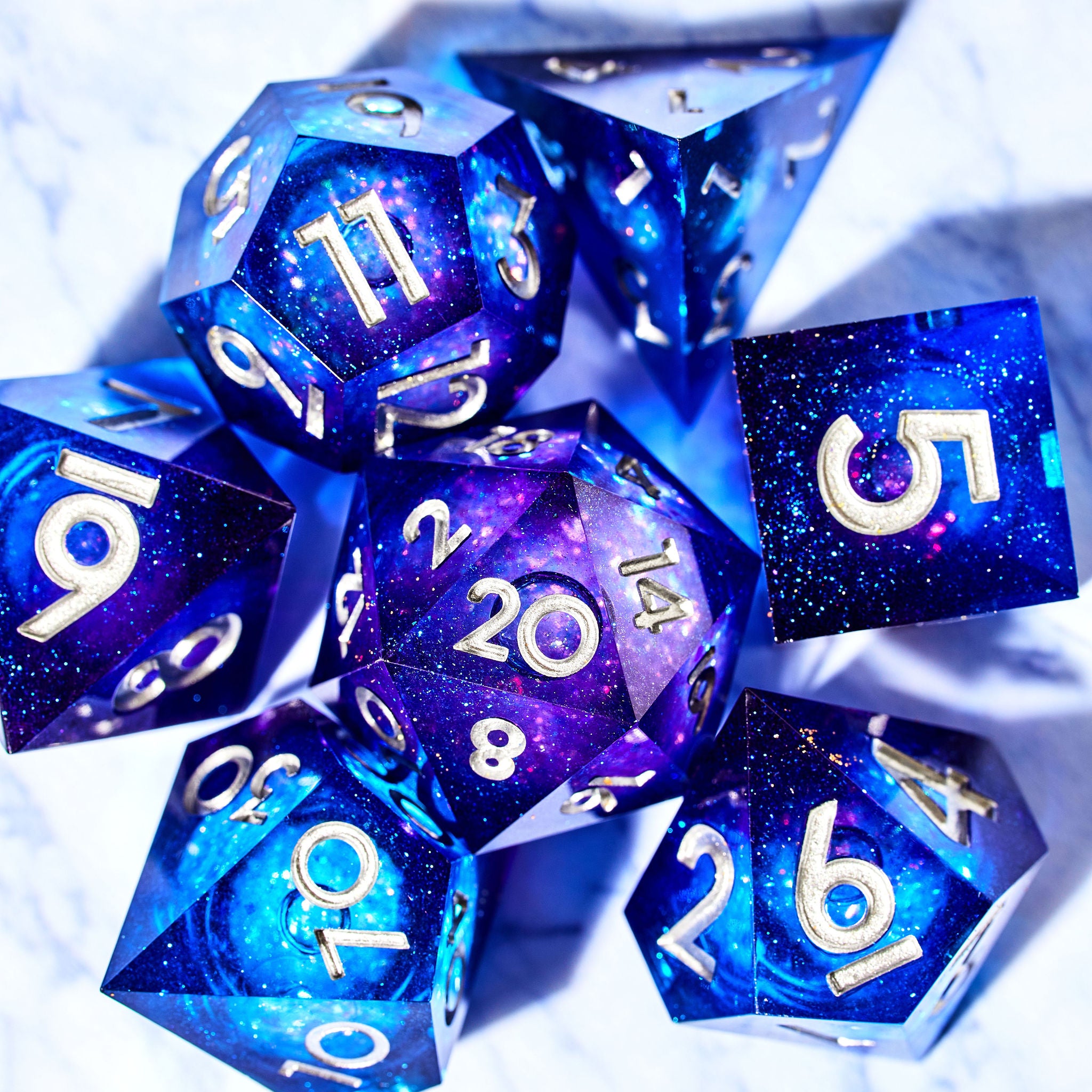 Remote Galaxies 7-Piece Liquid Core Dice Set - Dispel Dice - Premium DnD Dice & Accessories # #