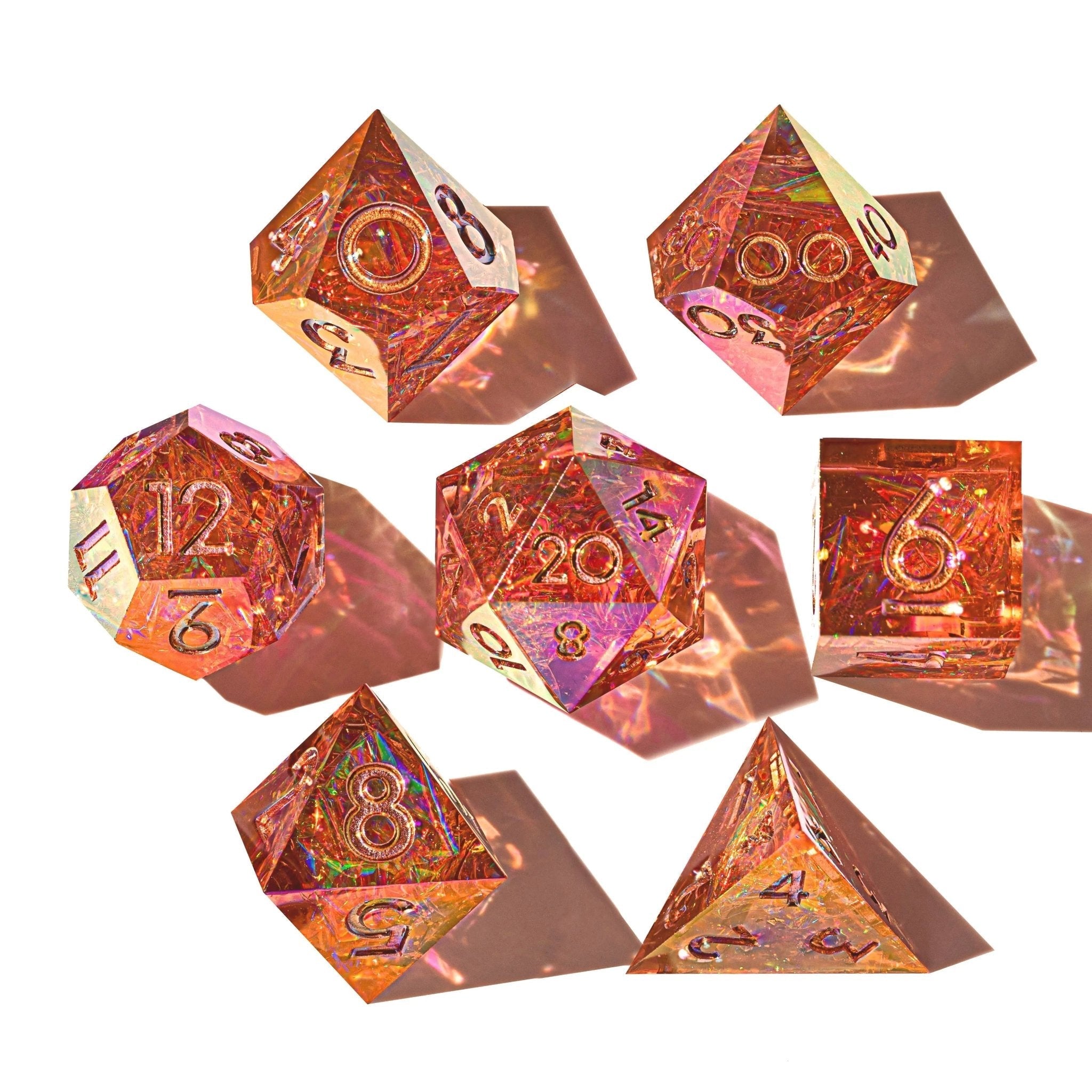 Sakura Kiss 7-Piece Iridescent Dice Set - Dispel Dice - Premium DnD Dice & Accessories