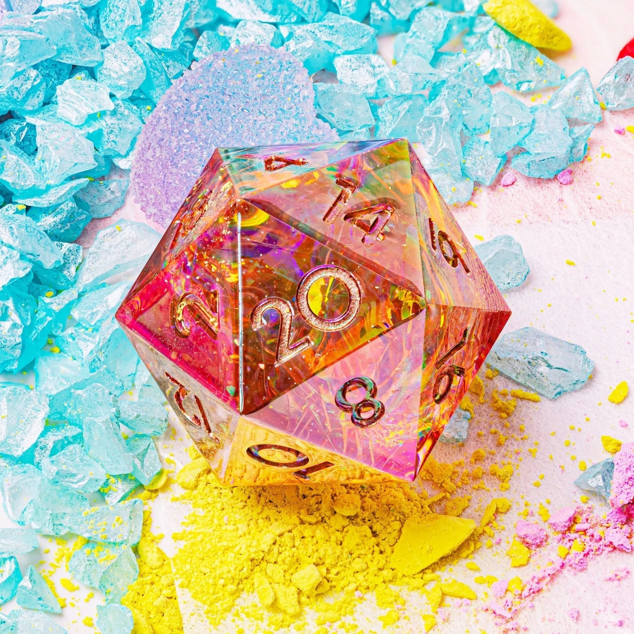 Sakura Kiss 7-Piece Iridescent Dice Set - Dispel Dice - Premium DnD Dice & Accessories