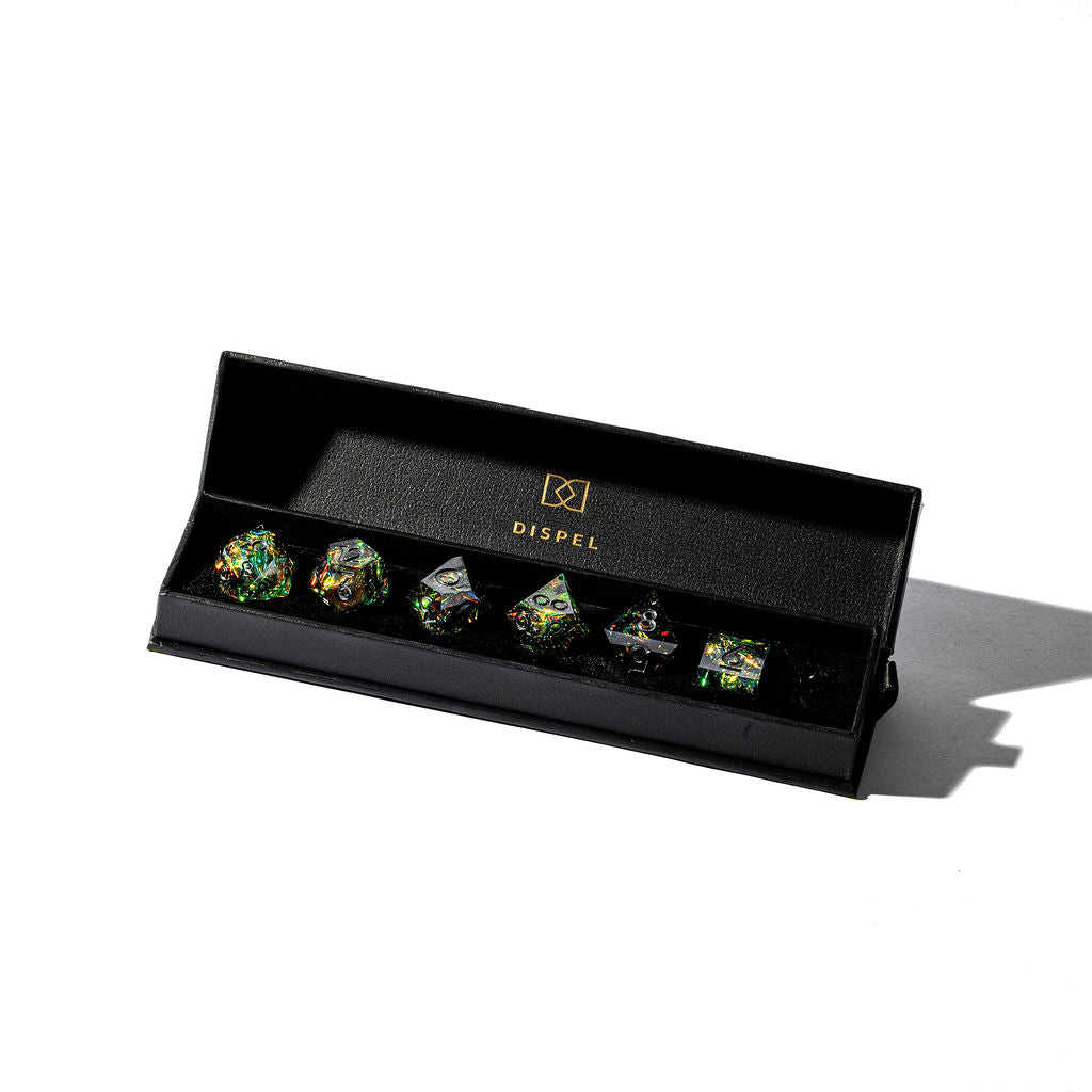 Eldritch Fire 7-Piece Polyhedral Dice Set - Dispel Dice - Premium DnD Dice & Accessories # #