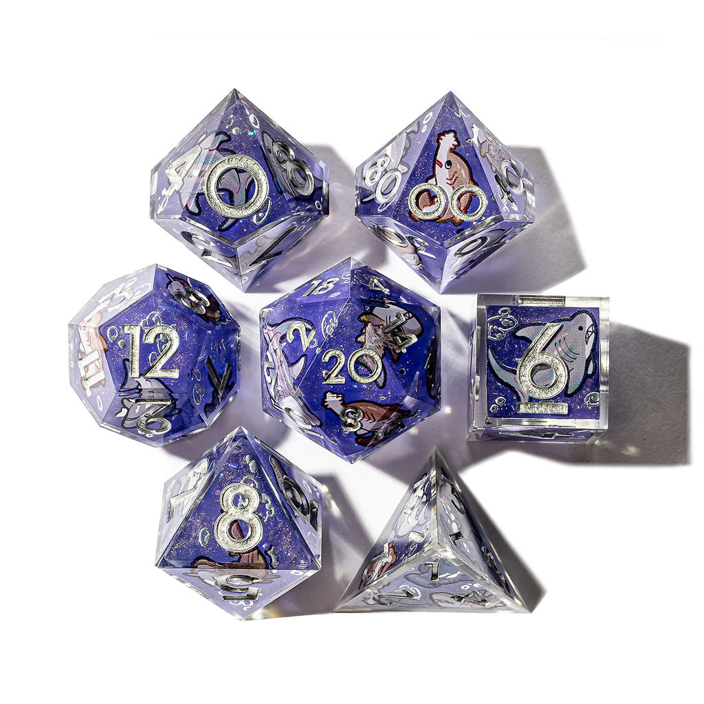 Fat Sharks 7-Piece Iconic Dice Set - Dispel Dice - Premium DnD Dice & Accessories # #