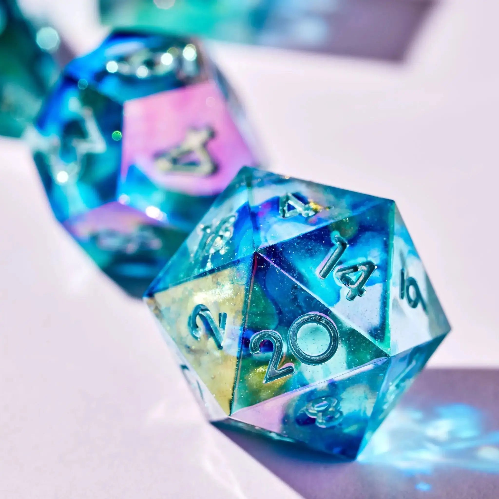 Siren's Tears 7-Piece Iridescent Dice Set - Dispel Dice - Premium DnD Dice & Accessories