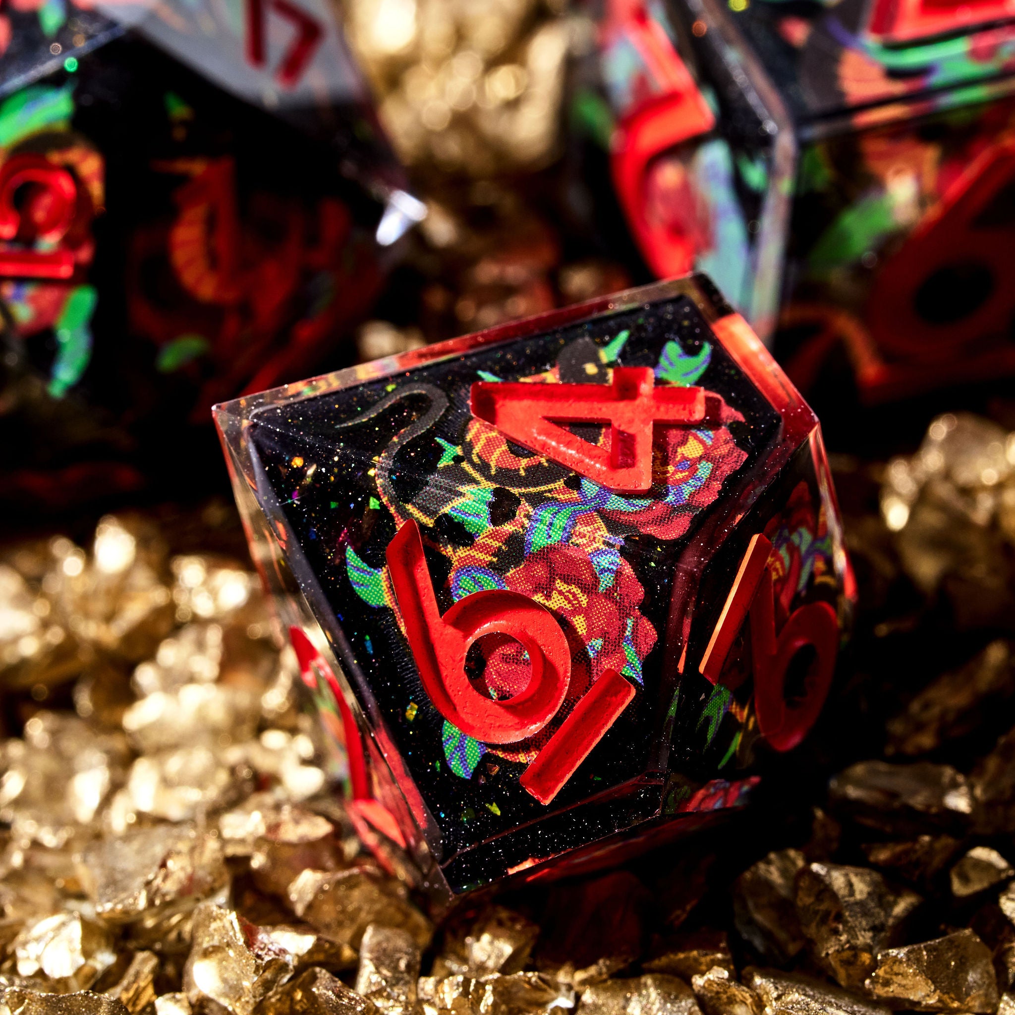 Snakes & Peony 7-Piece Iconic Dice Set - Dispel Dice - Premium DnD Dice & Accessories # #