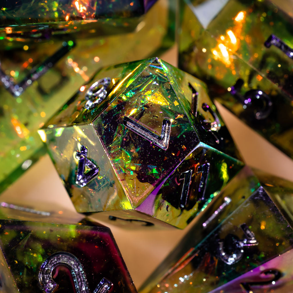 Blackflame 7-Piece Jewel Shape Dice Set - Dispel Dice - Premium DnD Dice & Accessories # #