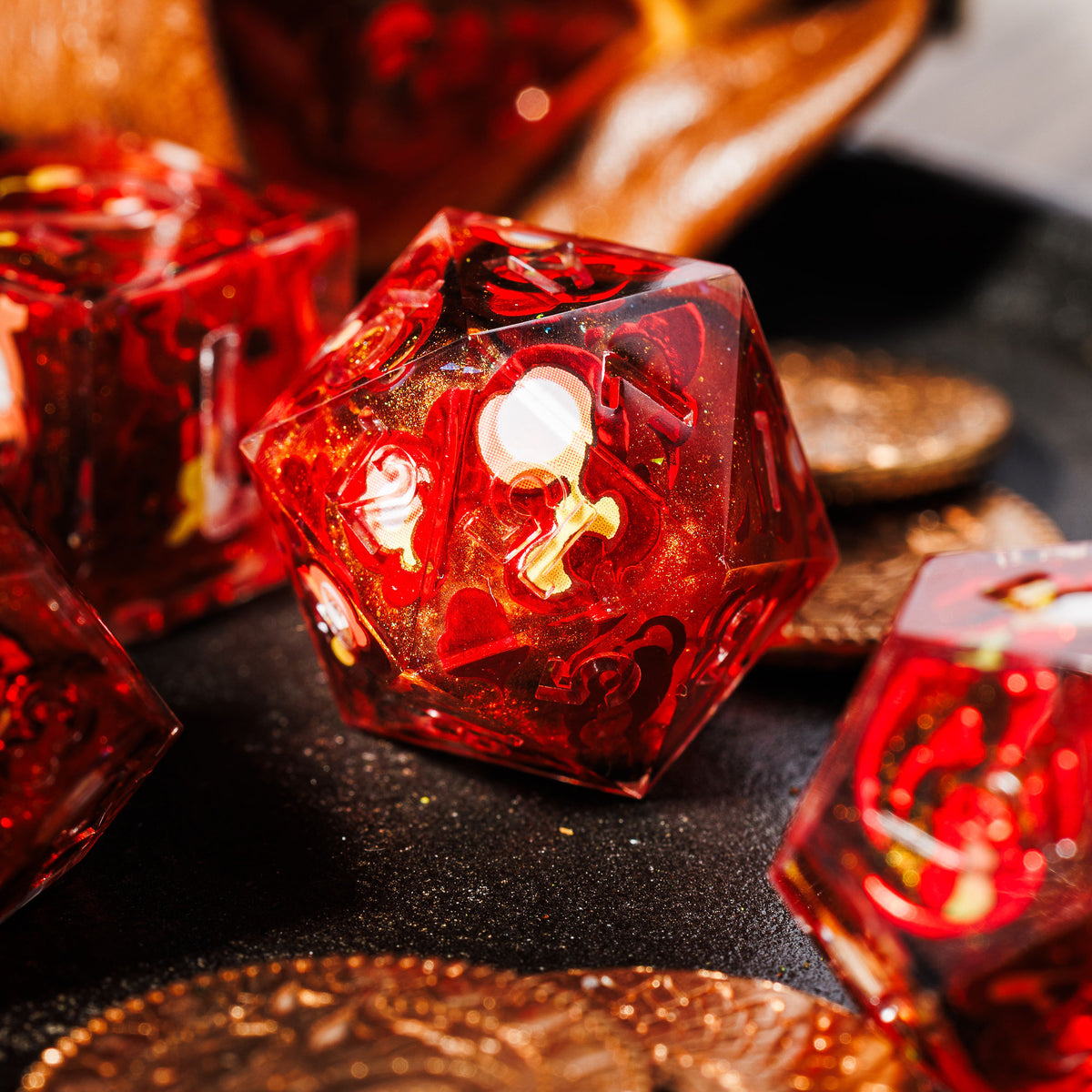 Fireball 7-Piece Iconic Dice Set - Dispel Dice - Premium DnD Dice & Accessories # #