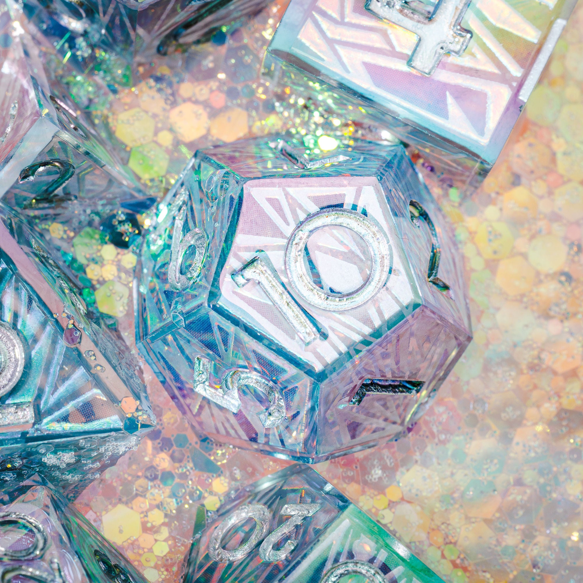 Glacier 7-Piece Iconic Iridescent Dice Set - Dispel Dice - Premium DnD Dice & Accessories # #