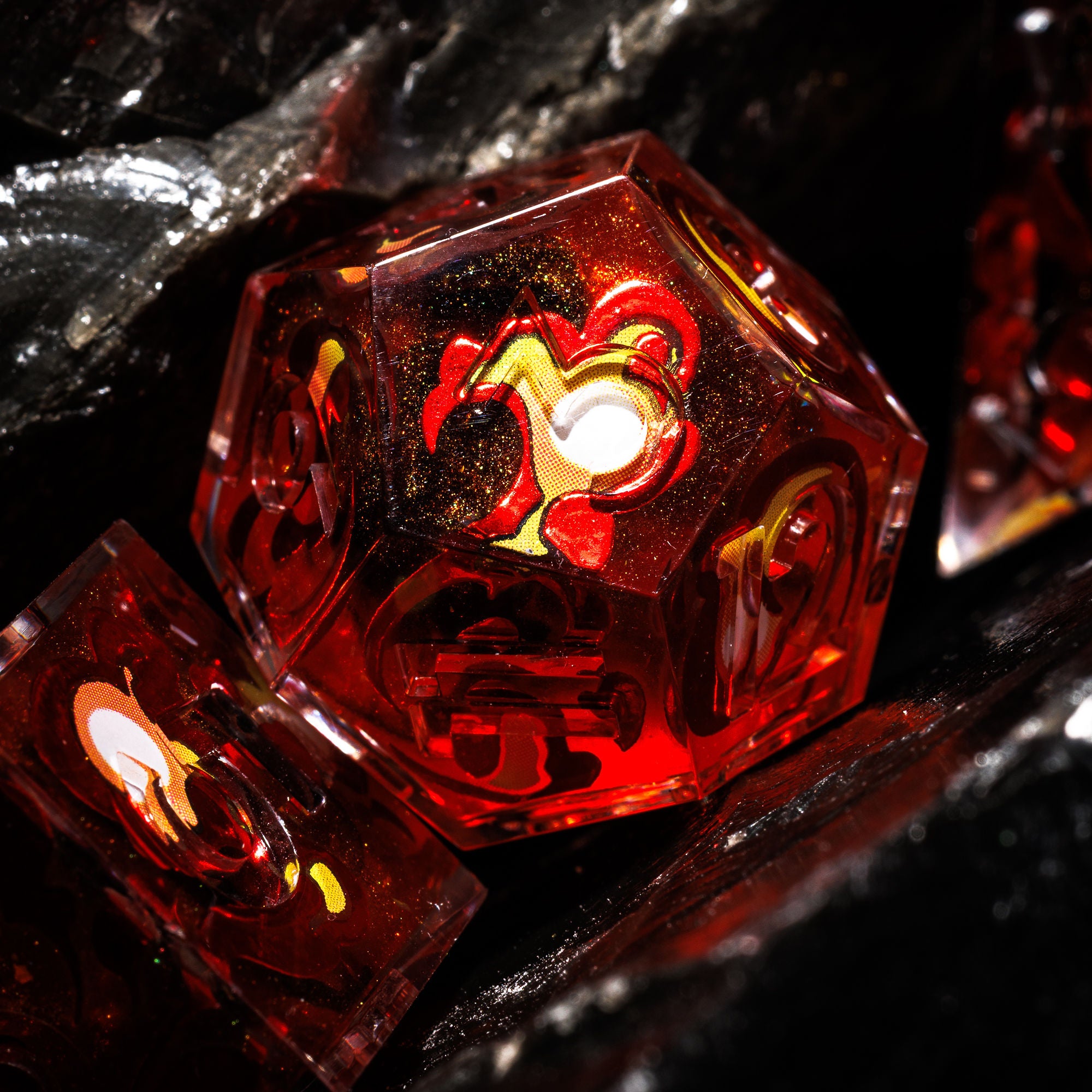 Fireball 7-Piece Iconic Dice Set - Dispel Dice - Premium DnD Dice & Accessories # #