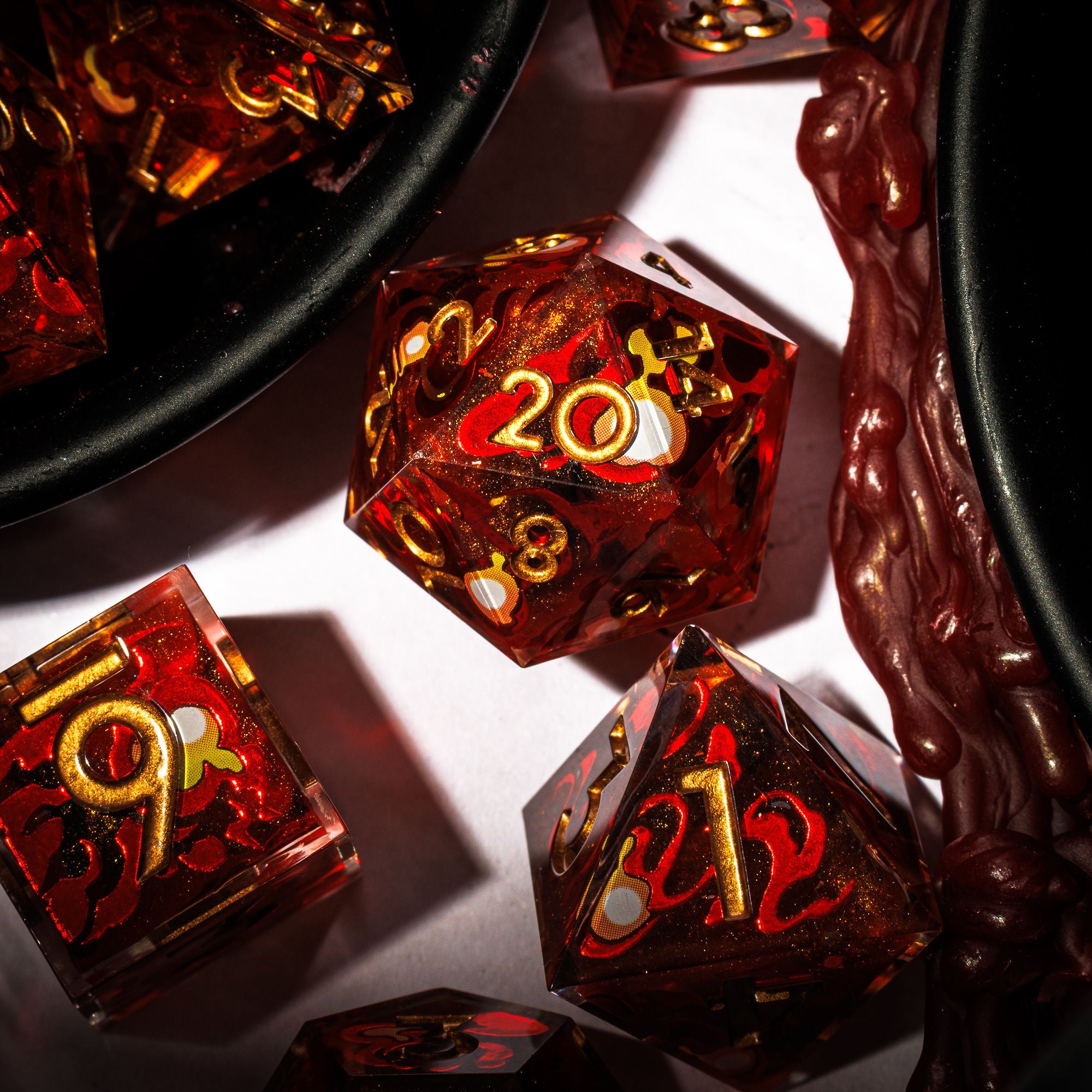Fireball 7-Piece Iconic Dice Set - Dispel Dice - Premium DnD Dice & Accessories # #