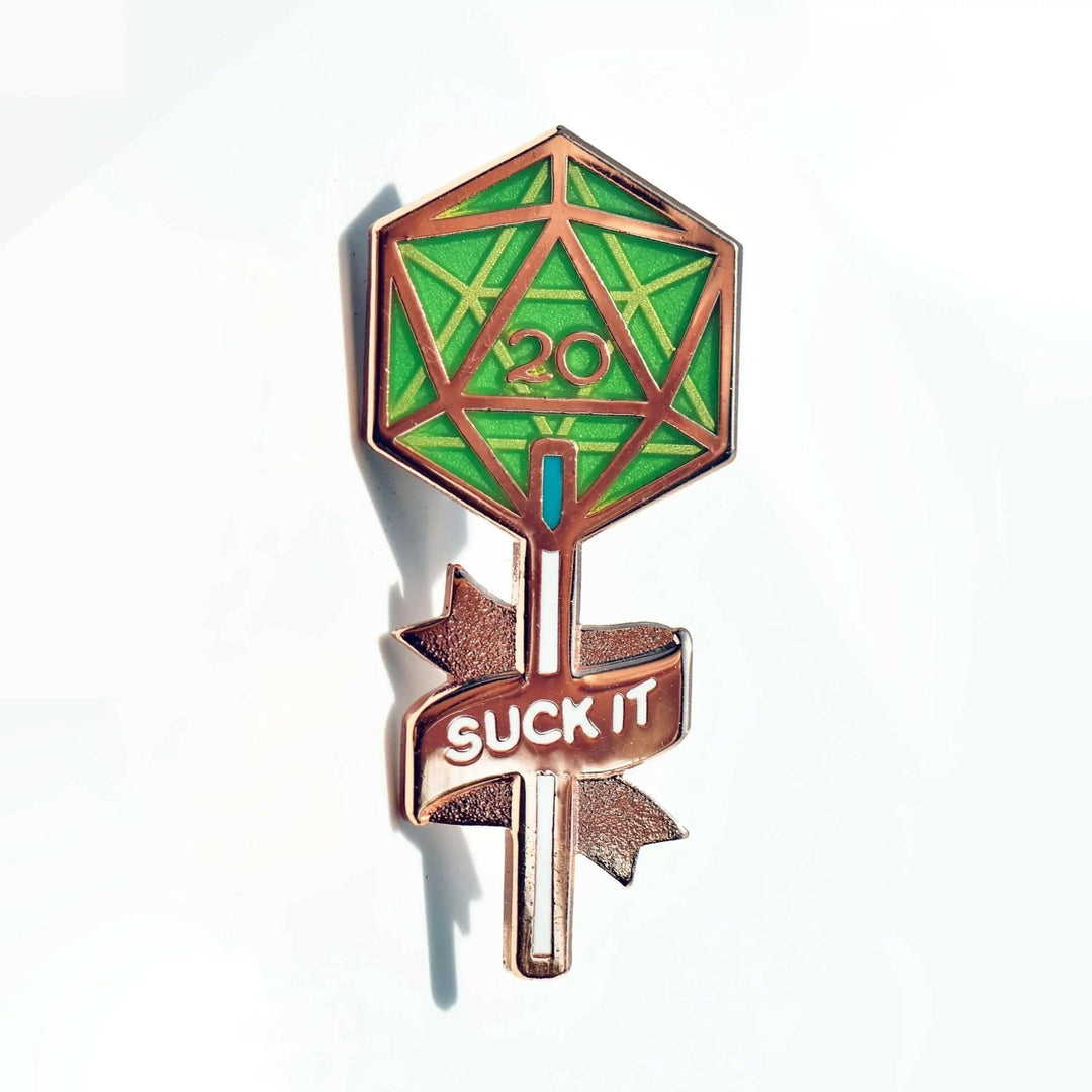 Suck It Lollipop D20 Enamel Pin - Dispel Dice - Premium DnD Dice & Accessories