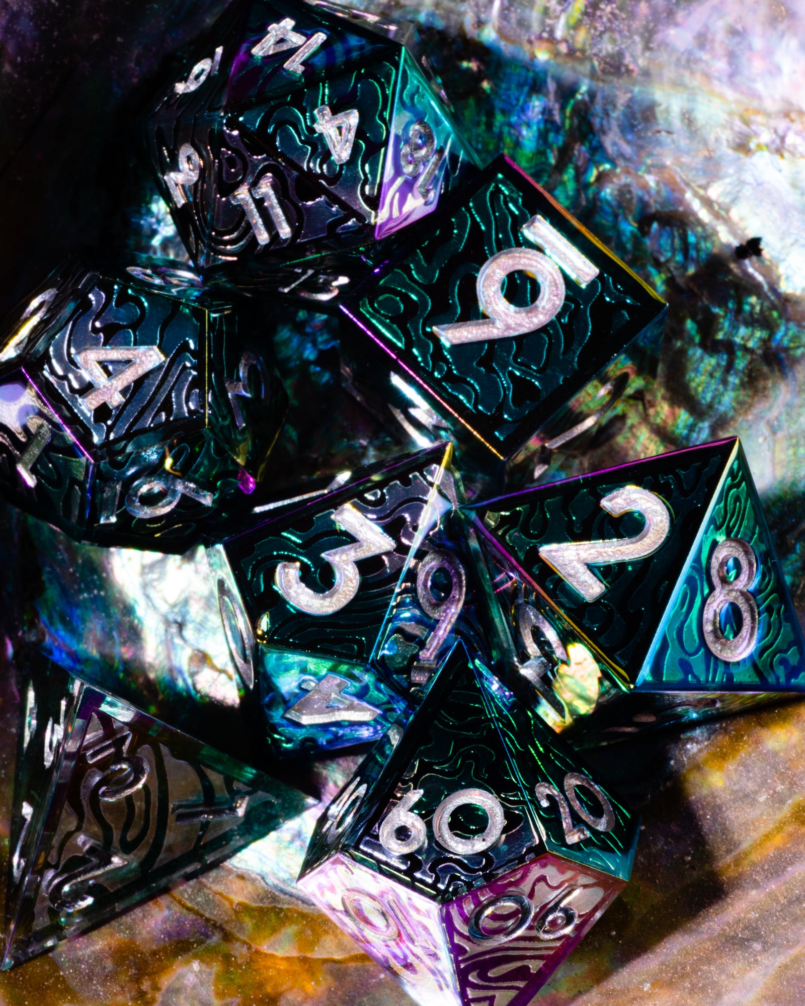 Tidal Treasures 7-Piece Iconic Dice Set - Dispel Dice - Premium DnD Dice & Accessories # #