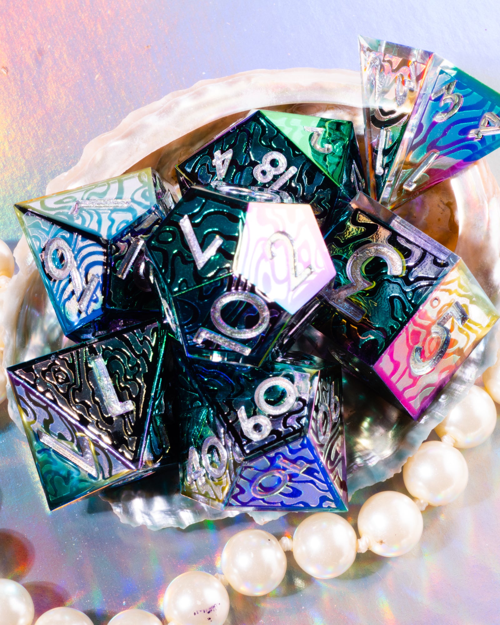 Tidal Treasures 7-Piece Iconic Dice Set - Dispel Dice - Premium DnD Dice & Accessories # #