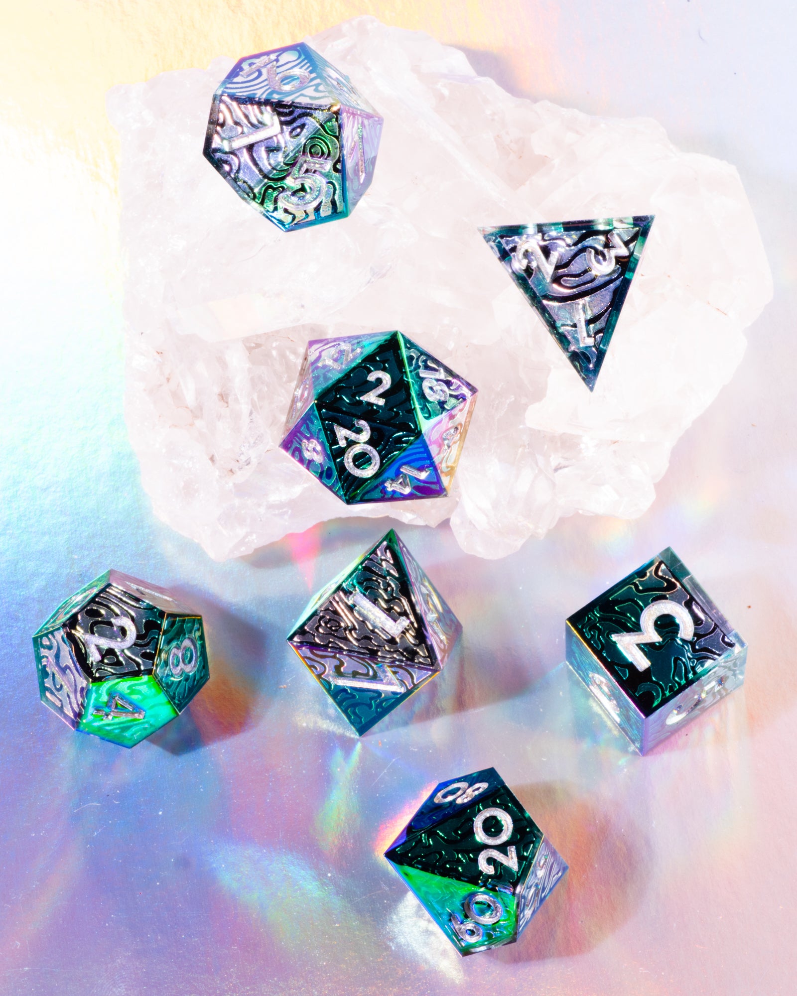 Tidal Treasures 7-Piece Iconic Dice Set - Dispel Dice - Premium DnD Dice & Accessories # #