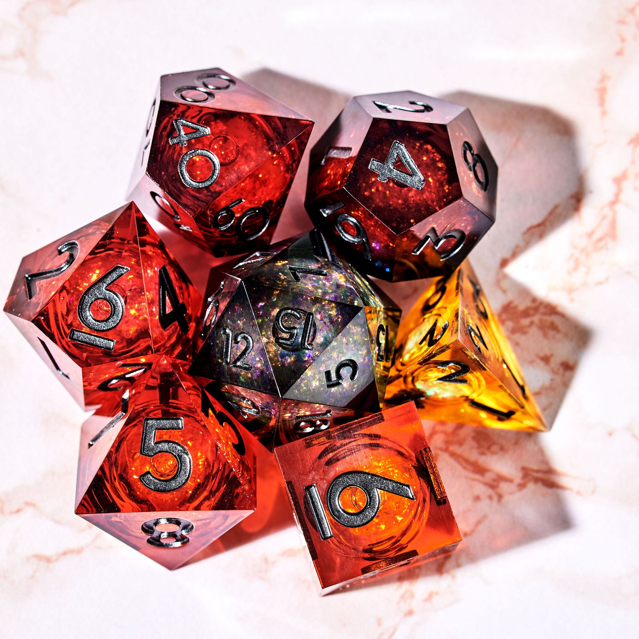 Total Eclipse 7-Piece Liquid Core Dice Set - Dispel Dice - Premium DnD Dice & Accessories # #