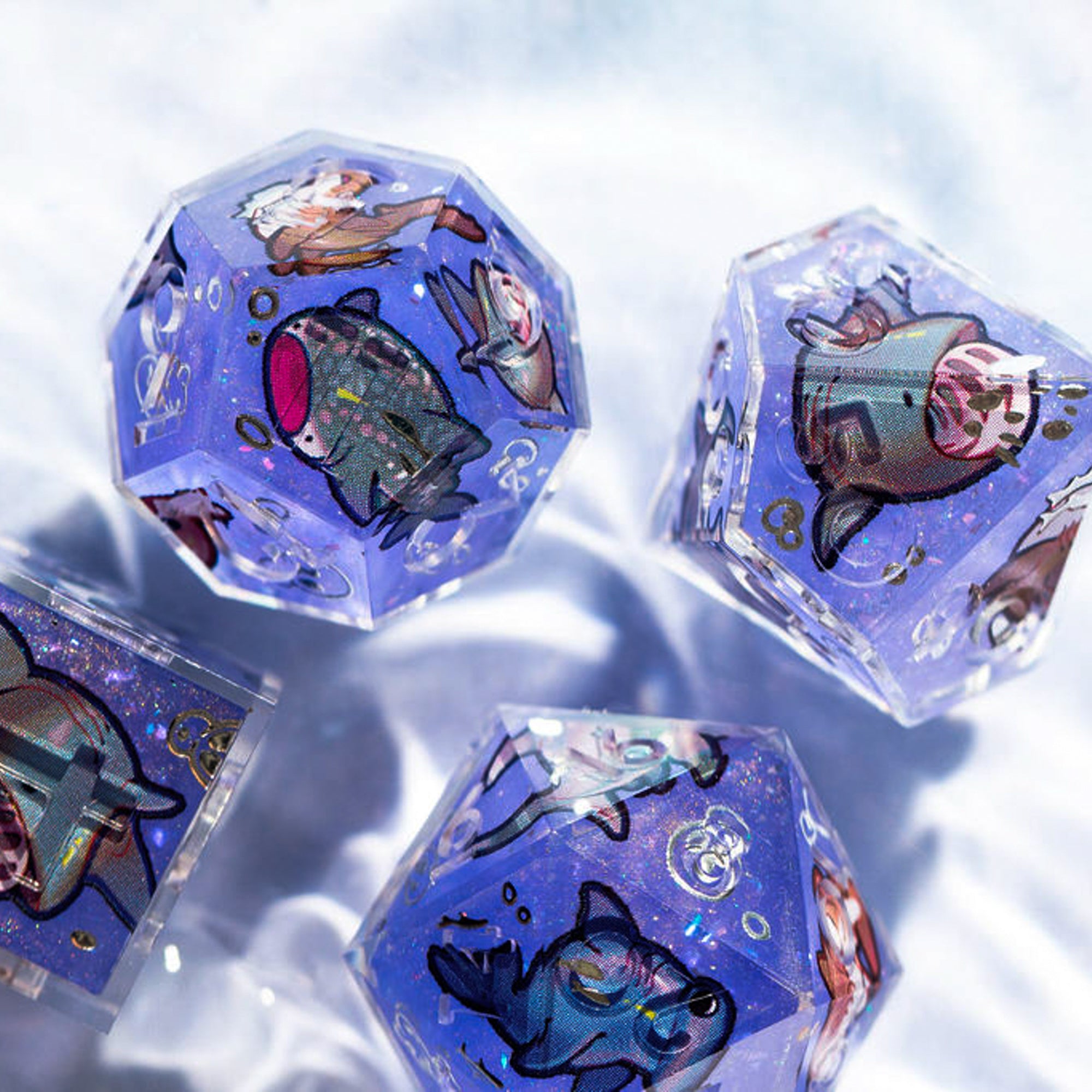 Fat Sharks 7-Piece Iconic Dice Set - Dispel Dice - Premium DnD Dice & Accessories # #