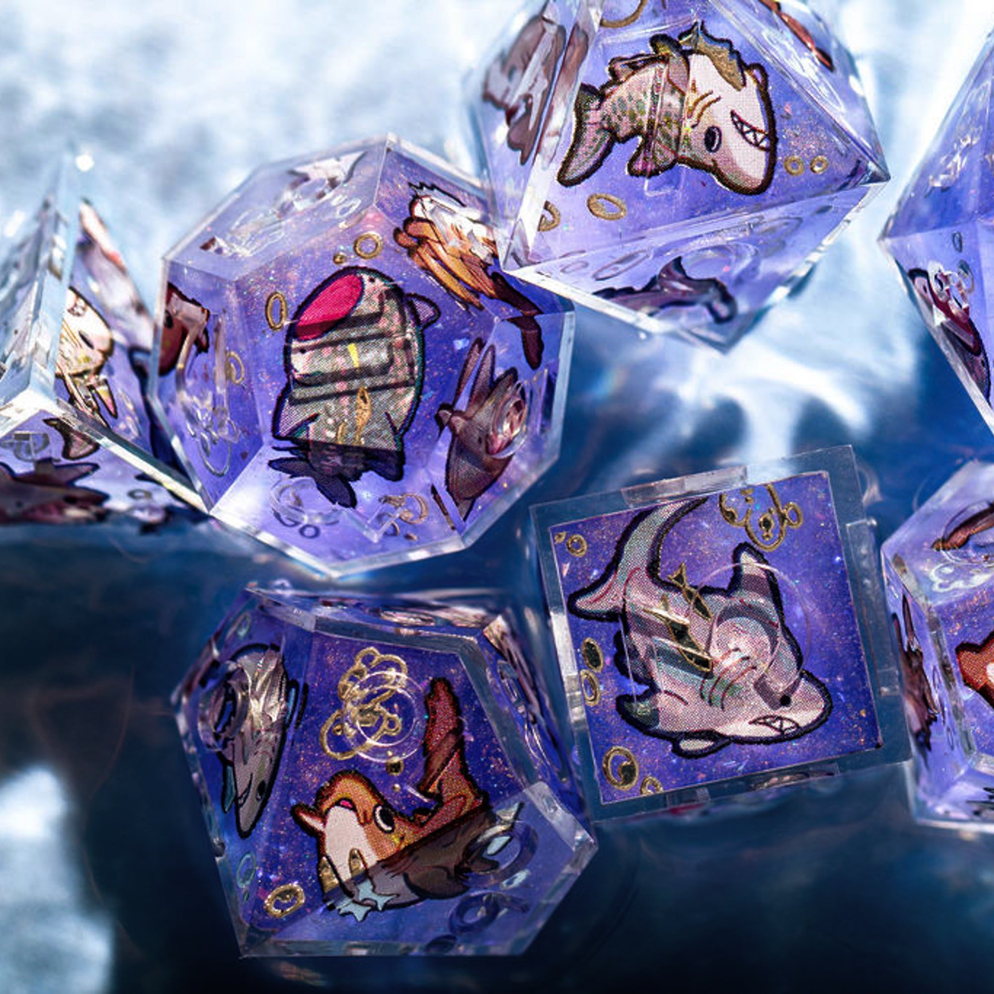 Fat Sharks 7-Piece Iconic Dice Set - Dispel Dice - Premium DnD Dice & Accessories # #