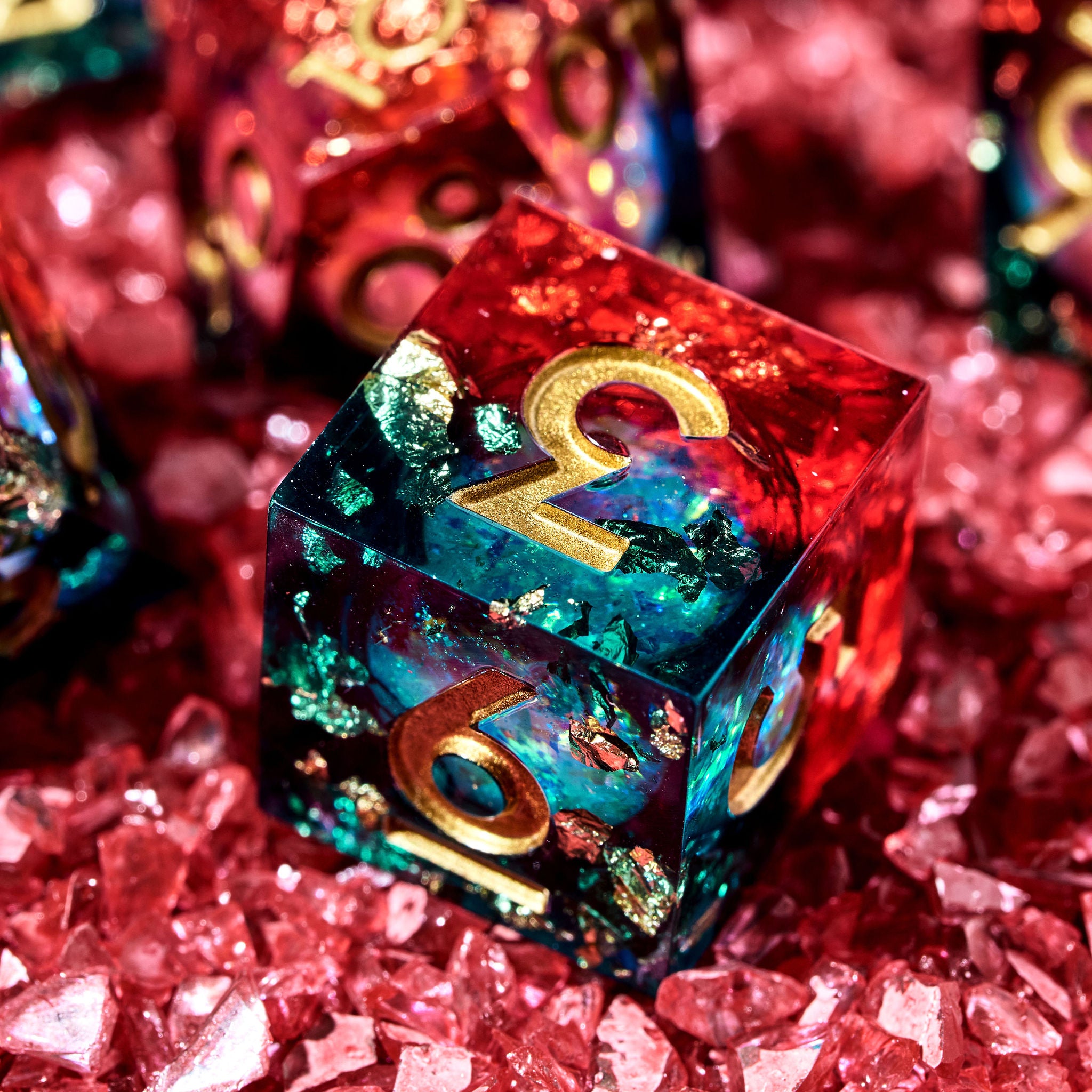 Vermillion & Cyan 7-Piece Liquid Core Dice Set - Dispel Dice - Premium DnD Dice & Accessories # #