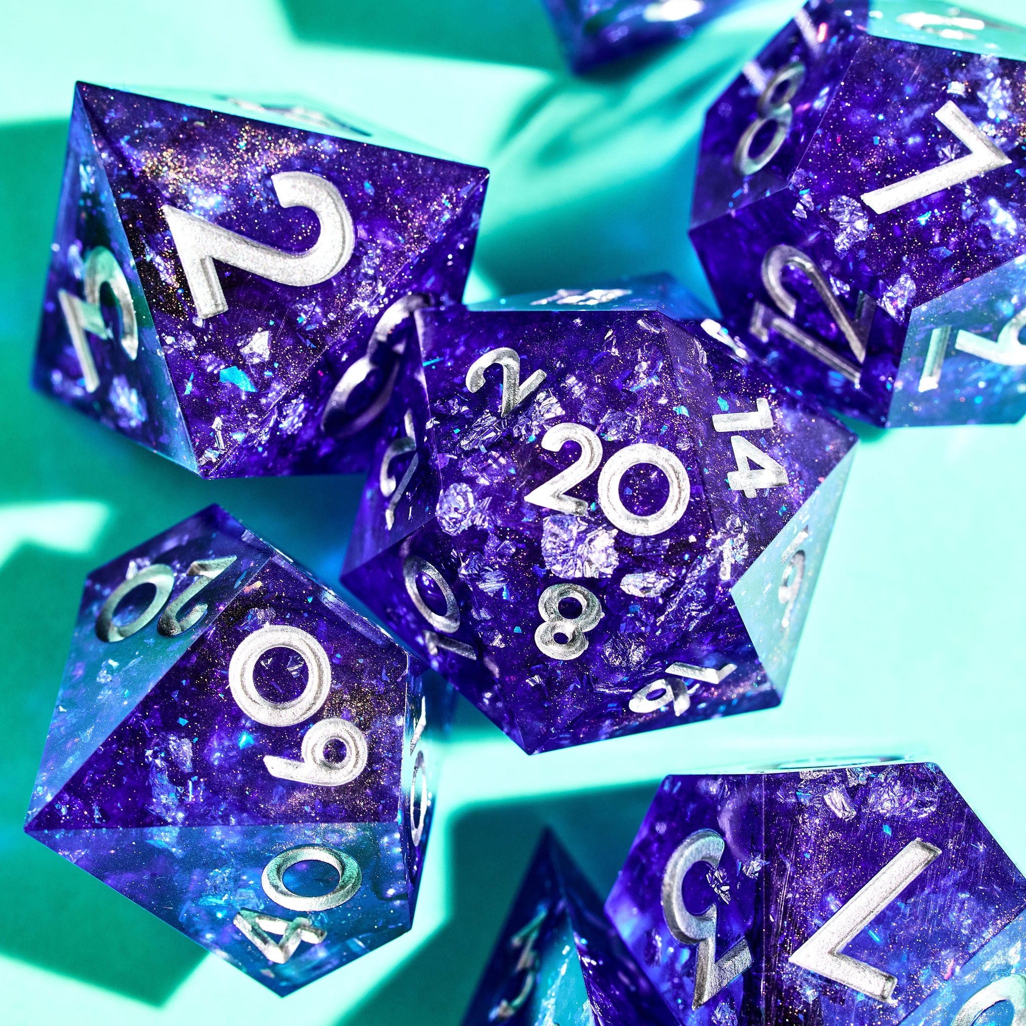Winter's Curse 7-Piece Polyhedral Dice Set - Dispel Dice - Premium DnD Dice & Accessories # #