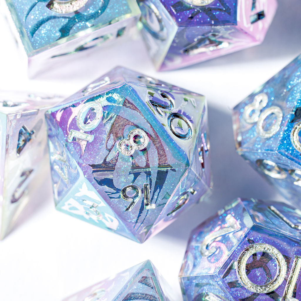Year 3000 7-Piece Iridescent Iconic Dice Set - Dispel Dice - Premium DnD Dice & Accessories # #