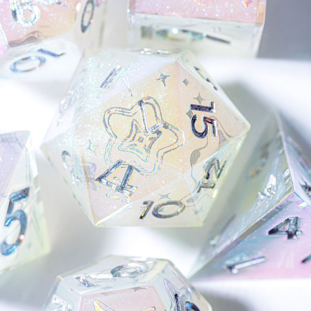 Quicksilver 7-Piece Iridescent Iconic Dice Set - Dispel Dice - Premium DnD Dice & Accessories # #
