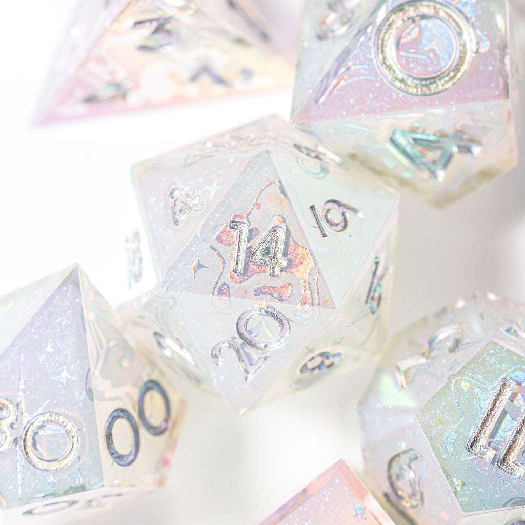 Quicksilver 7-Piece Iridescent Iconic Dice Set - Dispel Dice - Premium DnD Dice & Accessories # #