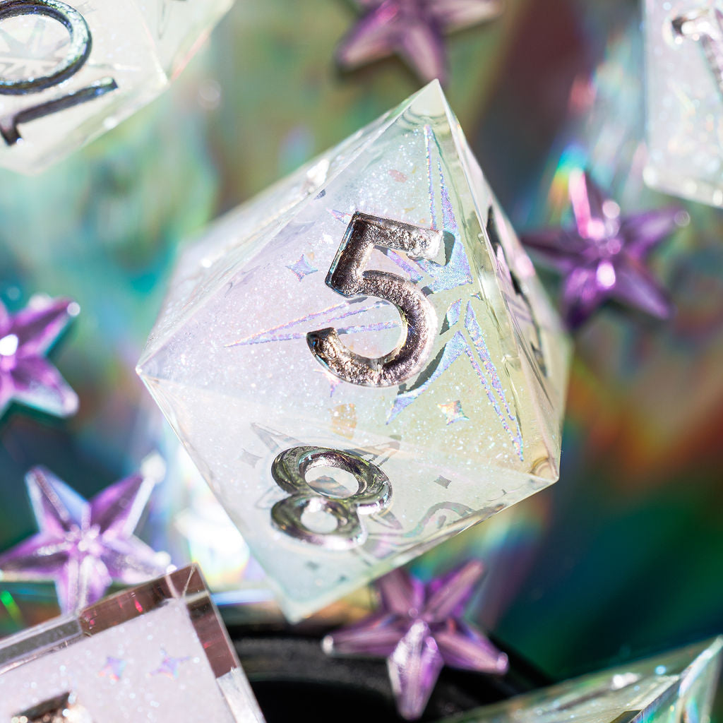 Quicksilver 7-Piece Iridescent Iconic Dice Set - Dispel Dice - Premium DnD Dice & Accessories # #