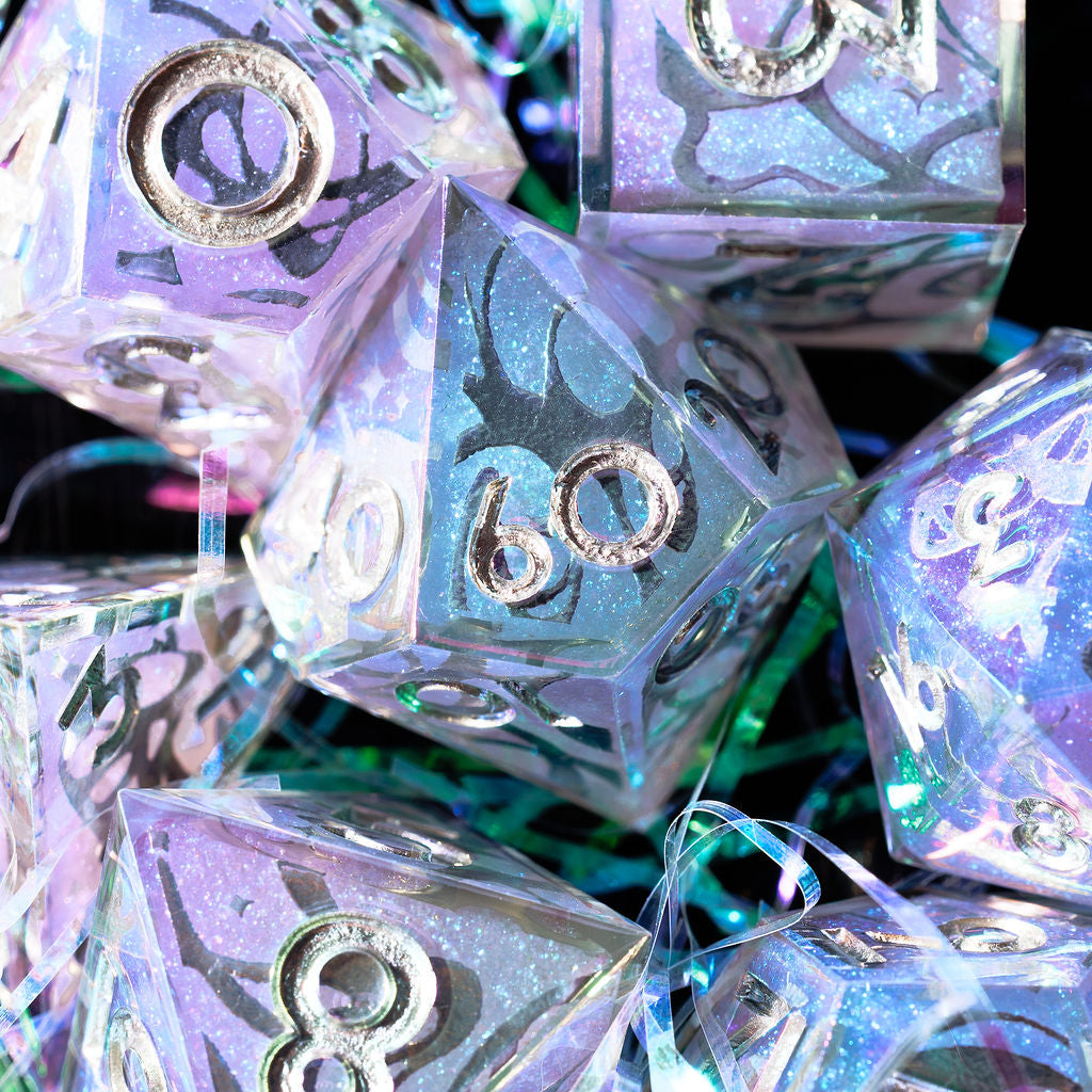 Year 3000 7-Piece Iridescent Iconic Dice Set - Dispel Dice - Premium DnD Dice & Accessories # #