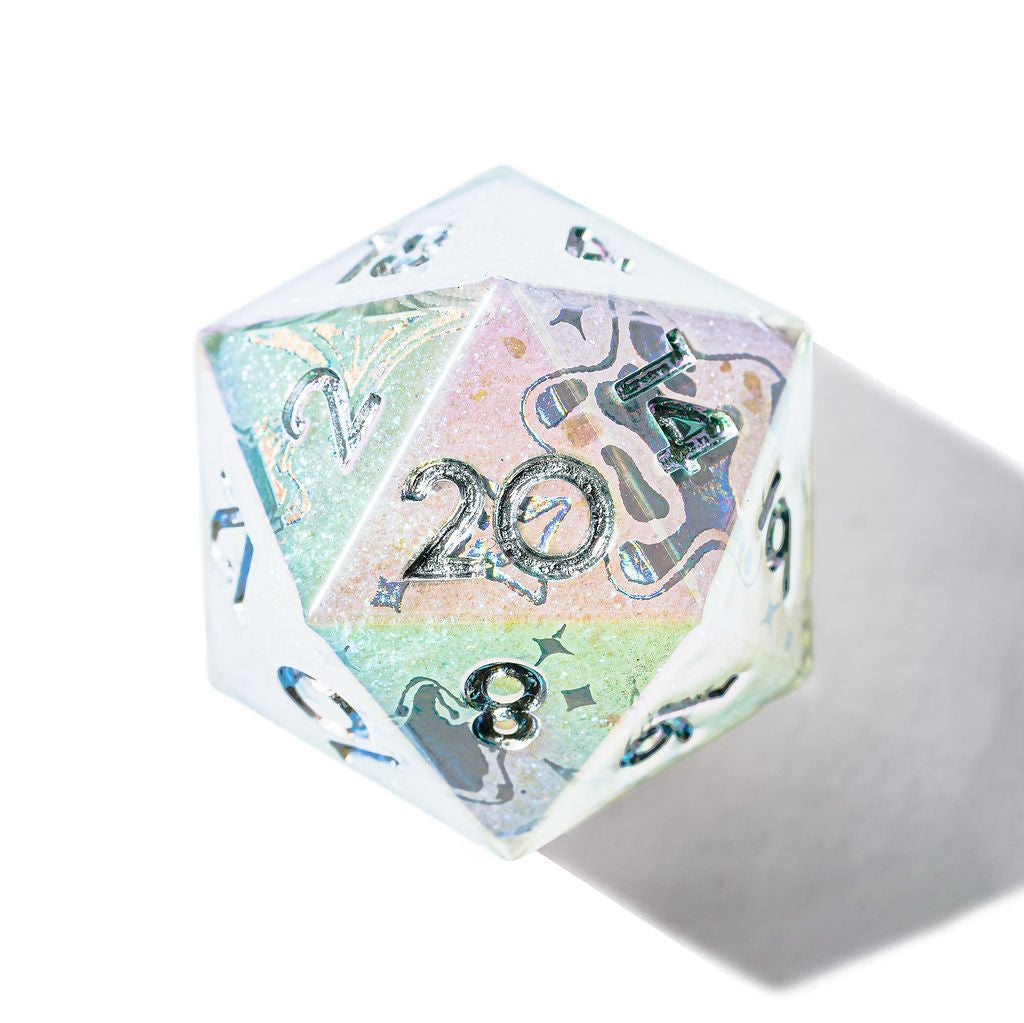 Quicksilver 7-Piece Iridescent Iconic Dice Set - Dispel Dice - Premium DnD Dice & Accessories # #
