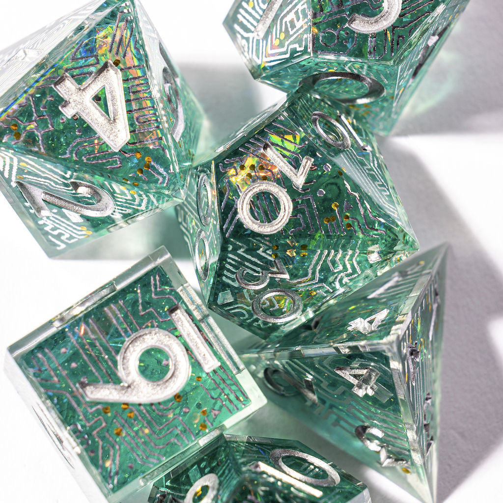 Electronic Dreams 7-Piece Iconic Dice Set