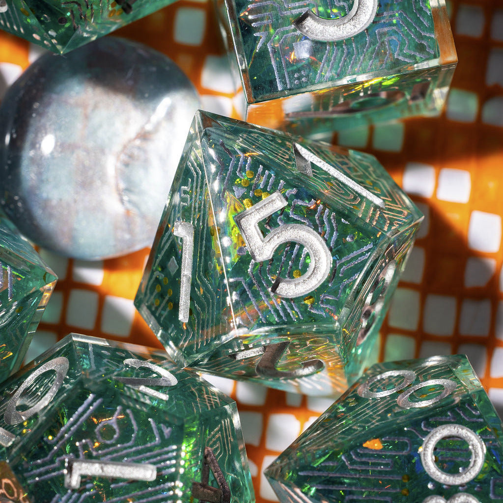 Electronic Dreams 7-Piece Iconic Dice Set