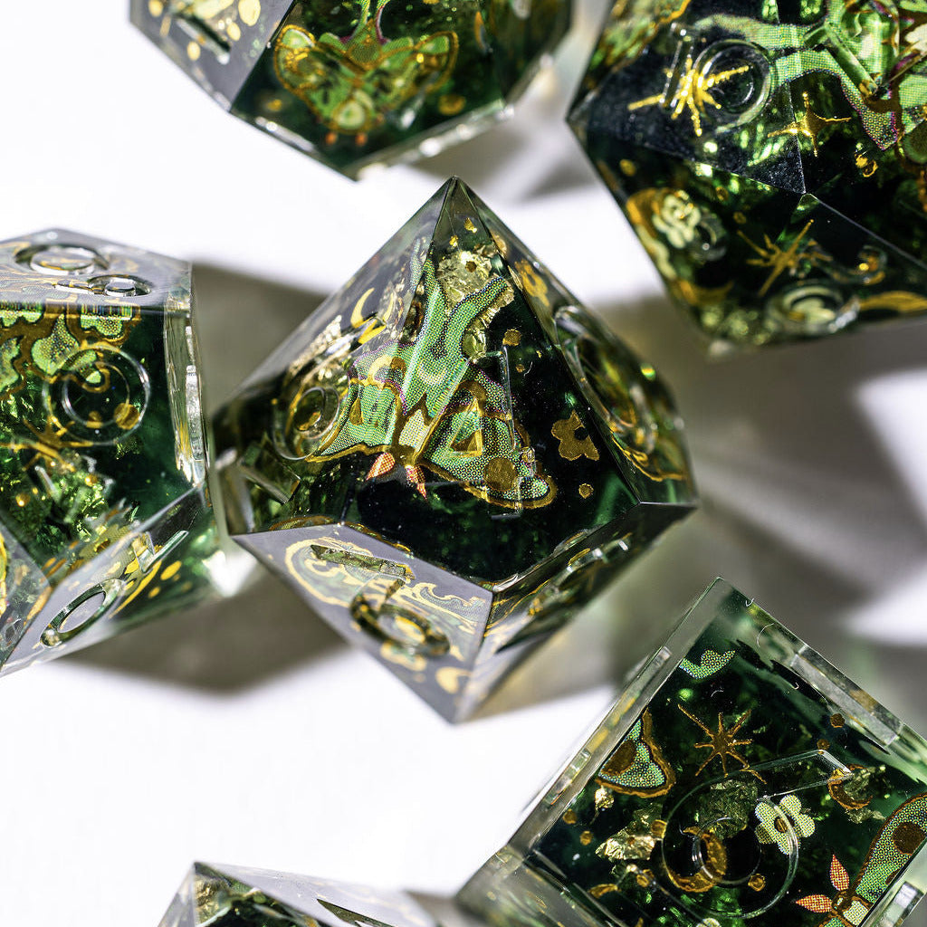 Luna Moth 7-Piece Iconic Dice Set
