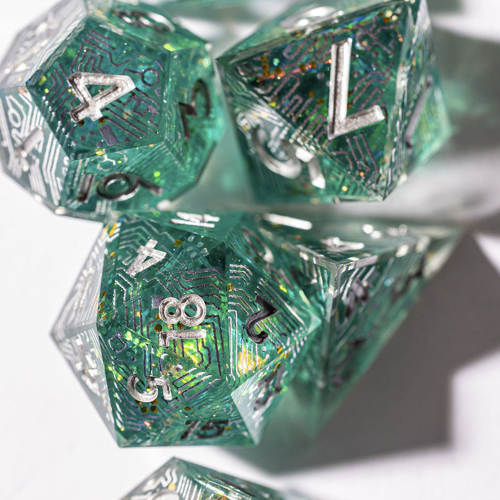 Electronic Dreams 7-Piece Iconic Dice Set