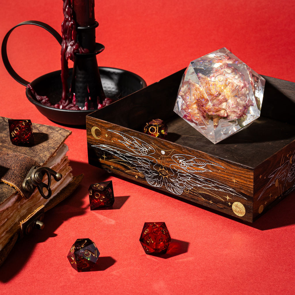 Dispel Dice x Laserox "Be Not Afraid" Dice Tray in Zircote Wood