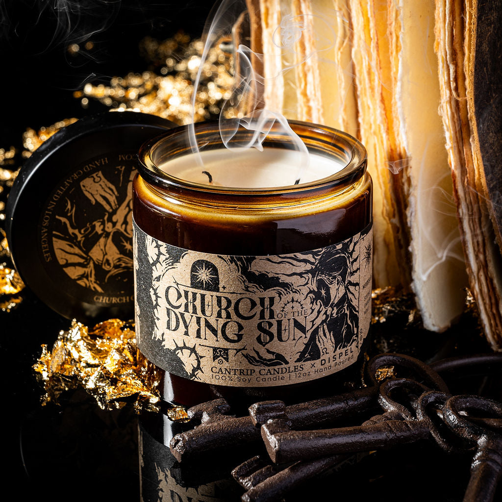 Dispel Dice x Cantrip Candles "Church of the Dying Sun" Soy Candle (12oz)