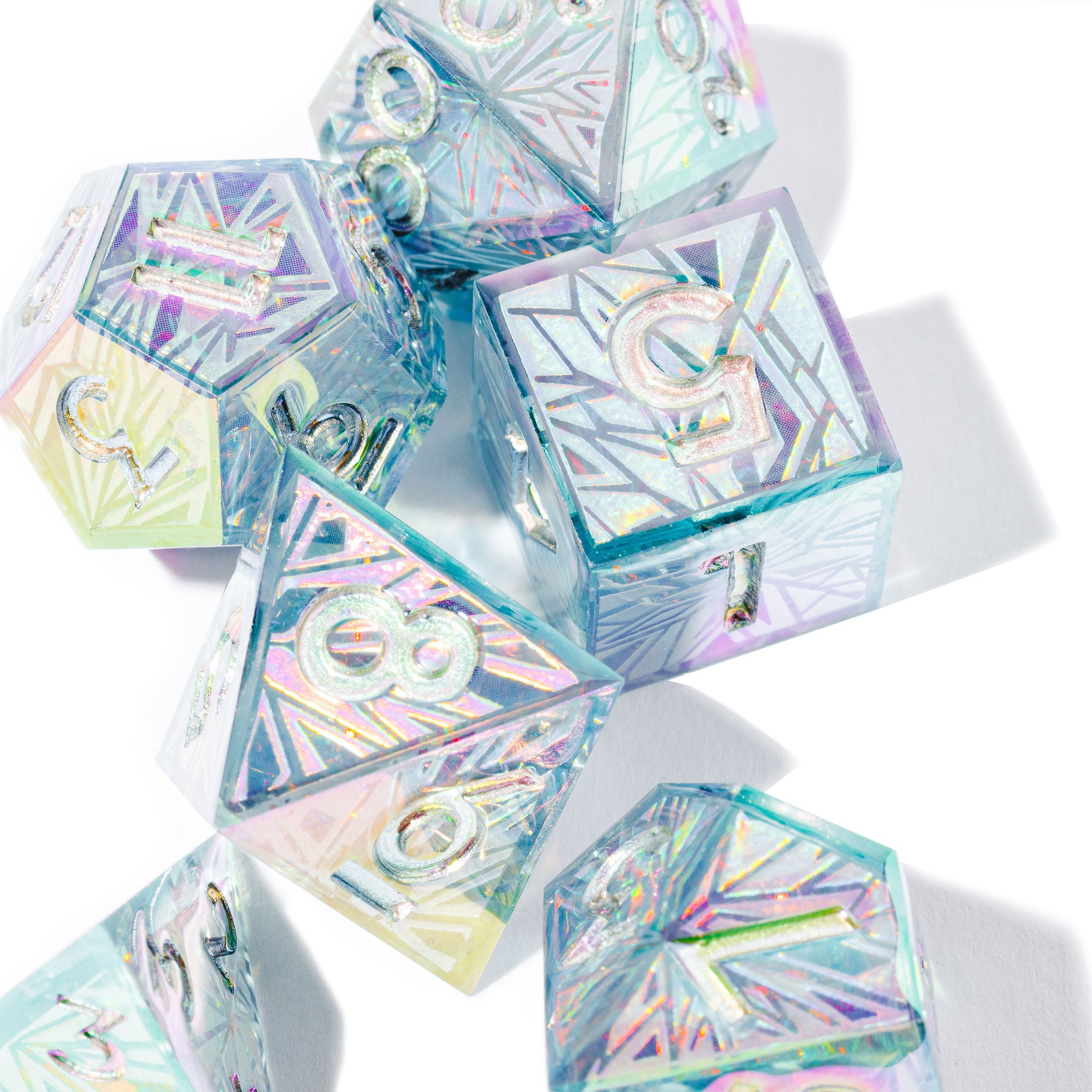 Glacier 7-Piece Iconic Iridescent Dice Set - Dispel Dice - Premium DnD Dice & Accessories # #