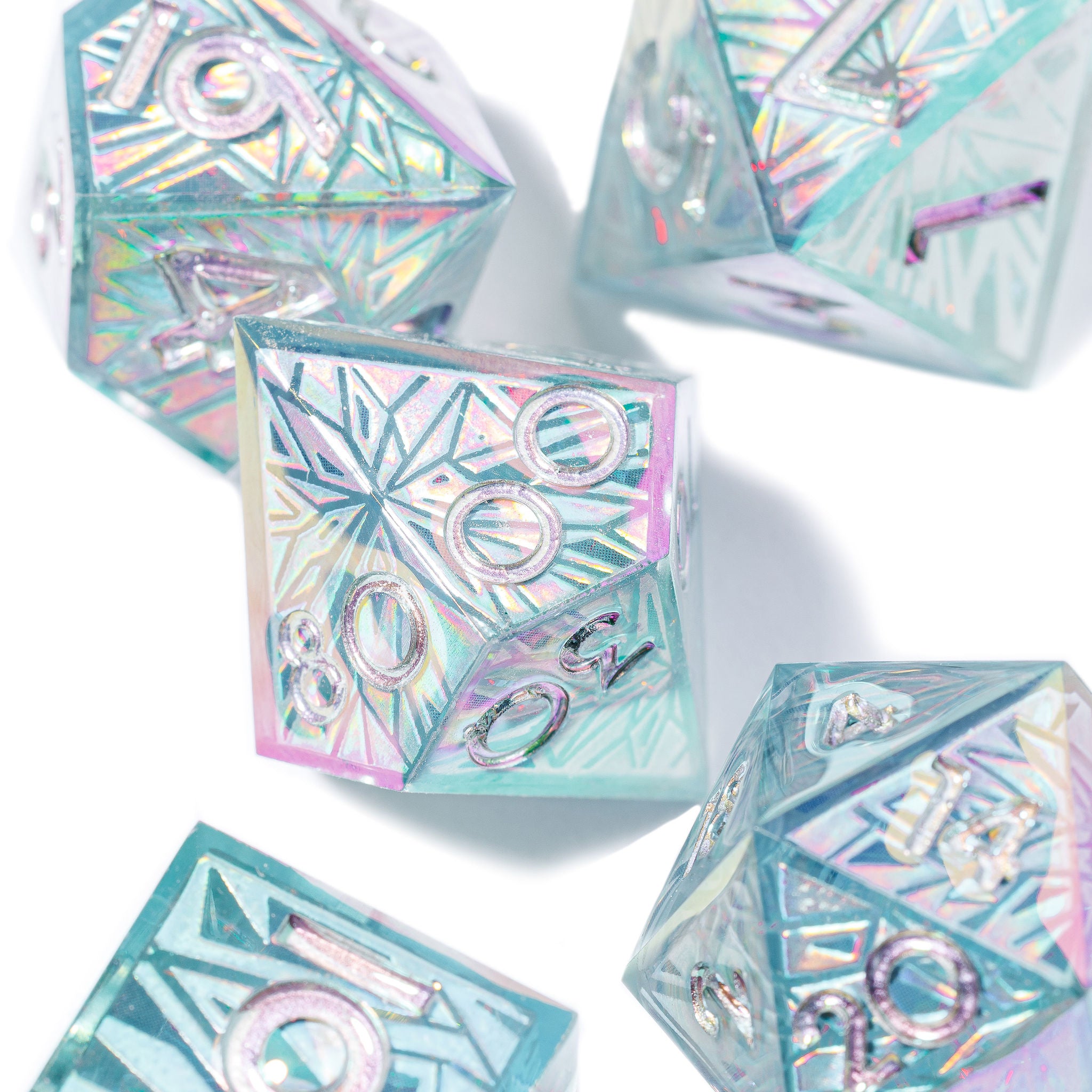 Glacier 7-Piece Iconic Iridescent Dice Set - Dispel Dice - Premium DnD Dice & Accessories # #