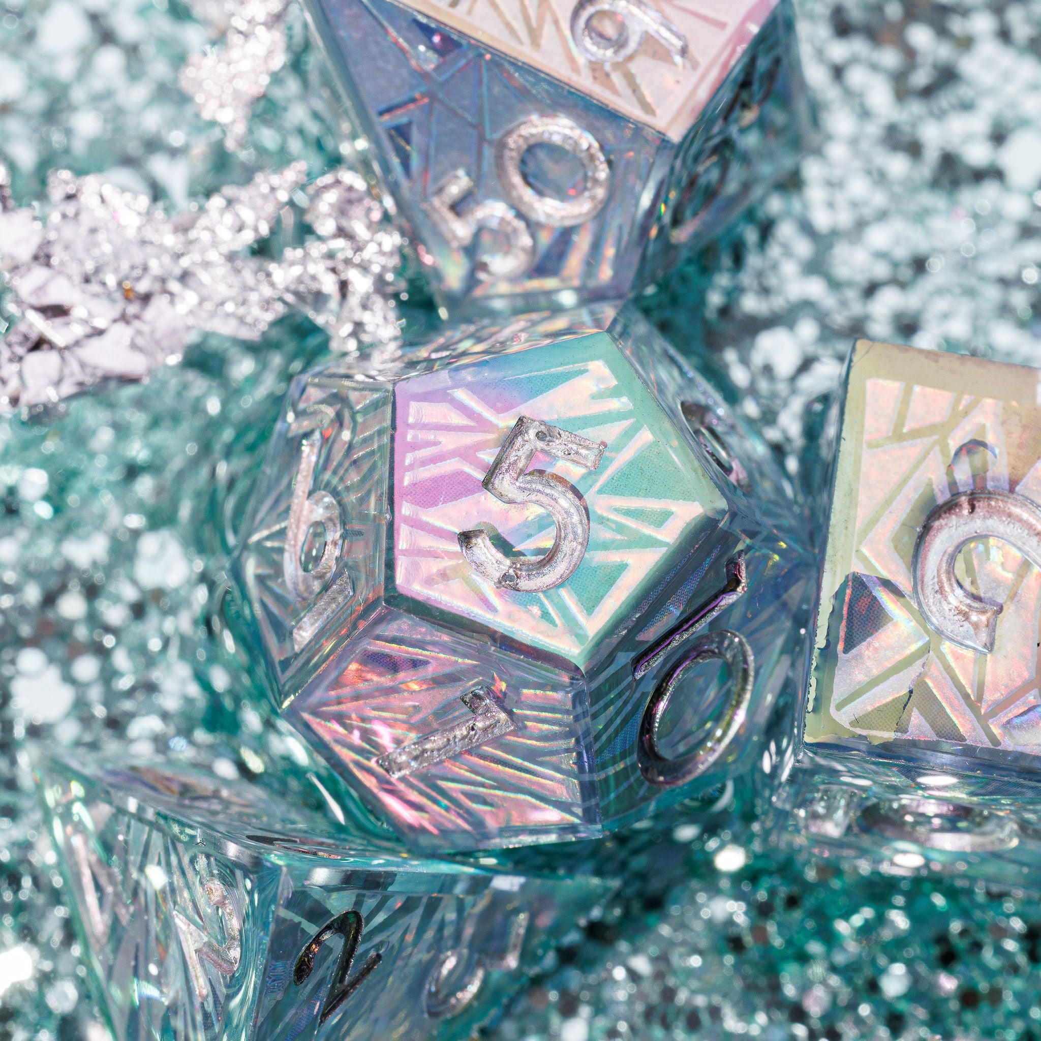 Glacier 7-Piece Iconic Iridescent Dice Set - Dispel Dice - Premium DnD Dice & Accessories # #