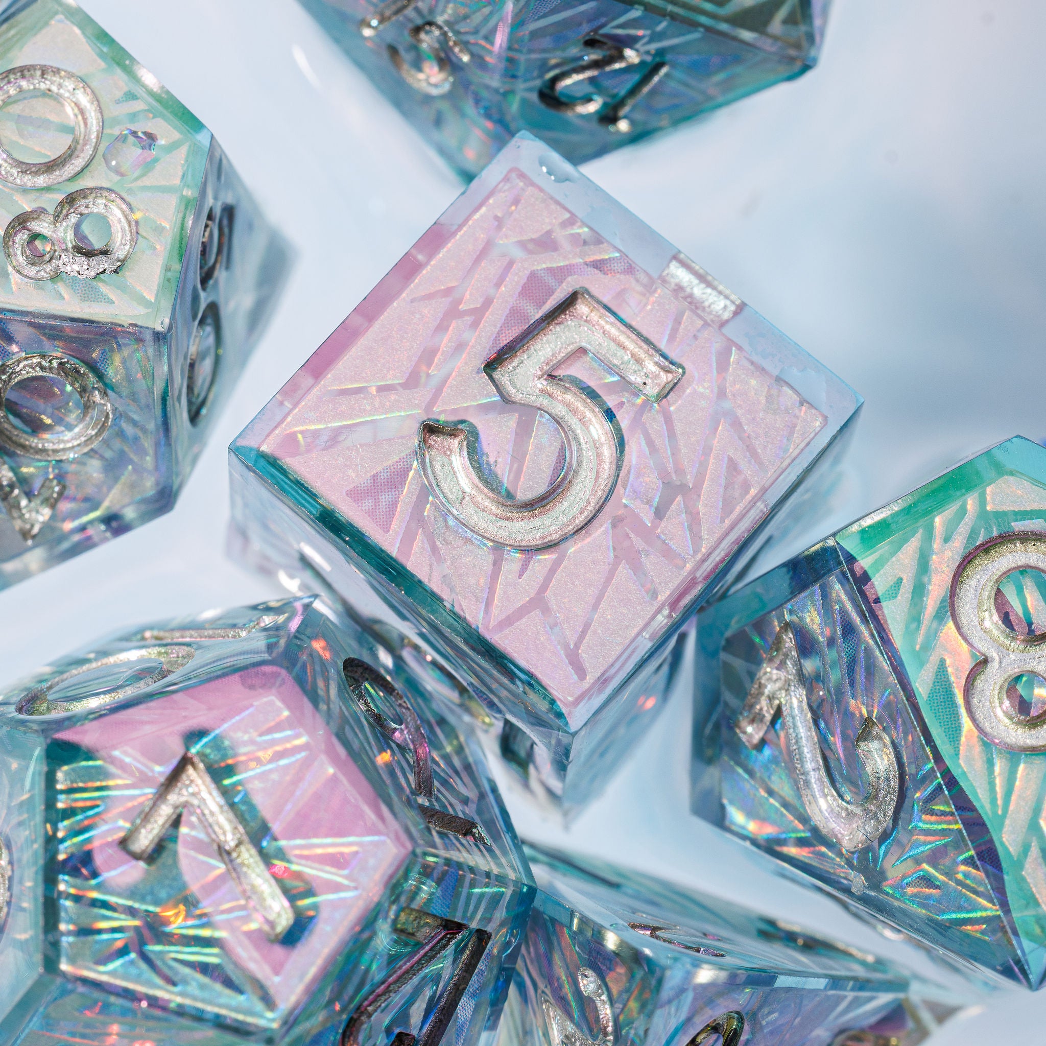 Glacier 7-Piece Iconic Iridescent Dice Set - Dispel Dice - Premium DnD Dice & Accessories # #