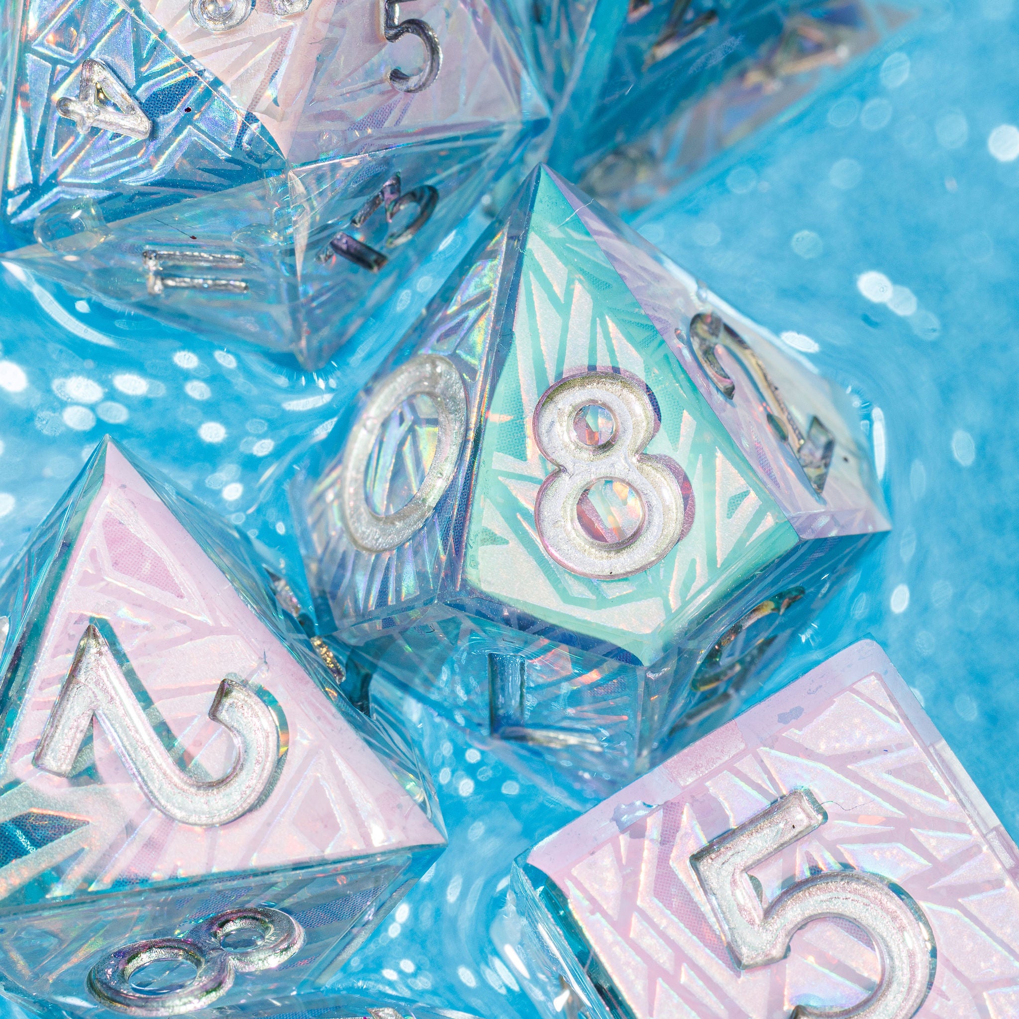Glacier 7-Piece Iconic Iridescent Dice Set - Dispel Dice - Premium DnD Dice & Accessories # #