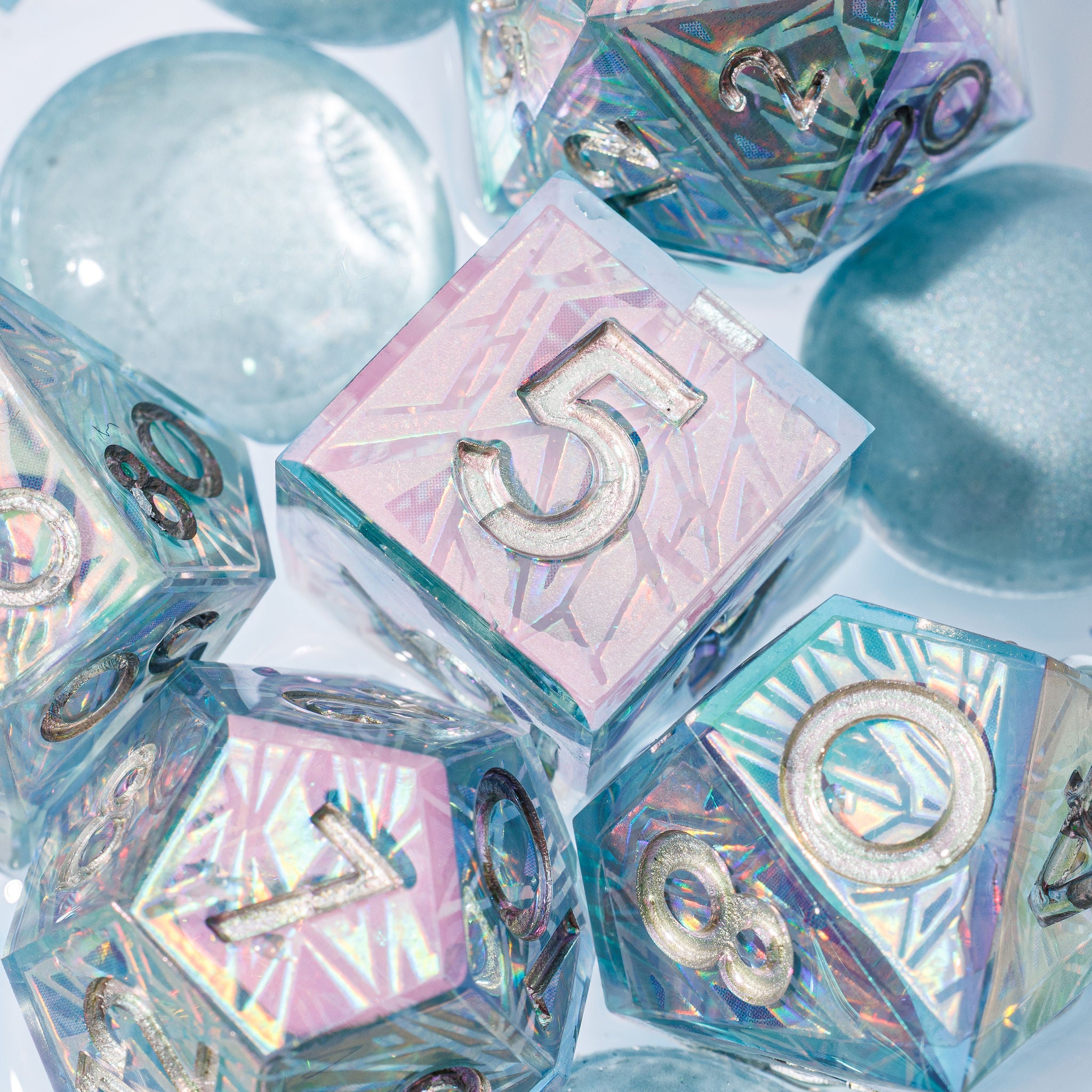 Glacier 7-Piece Iconic Iridescent Dice Set - Dispel Dice - Premium DnD Dice & Accessories # #