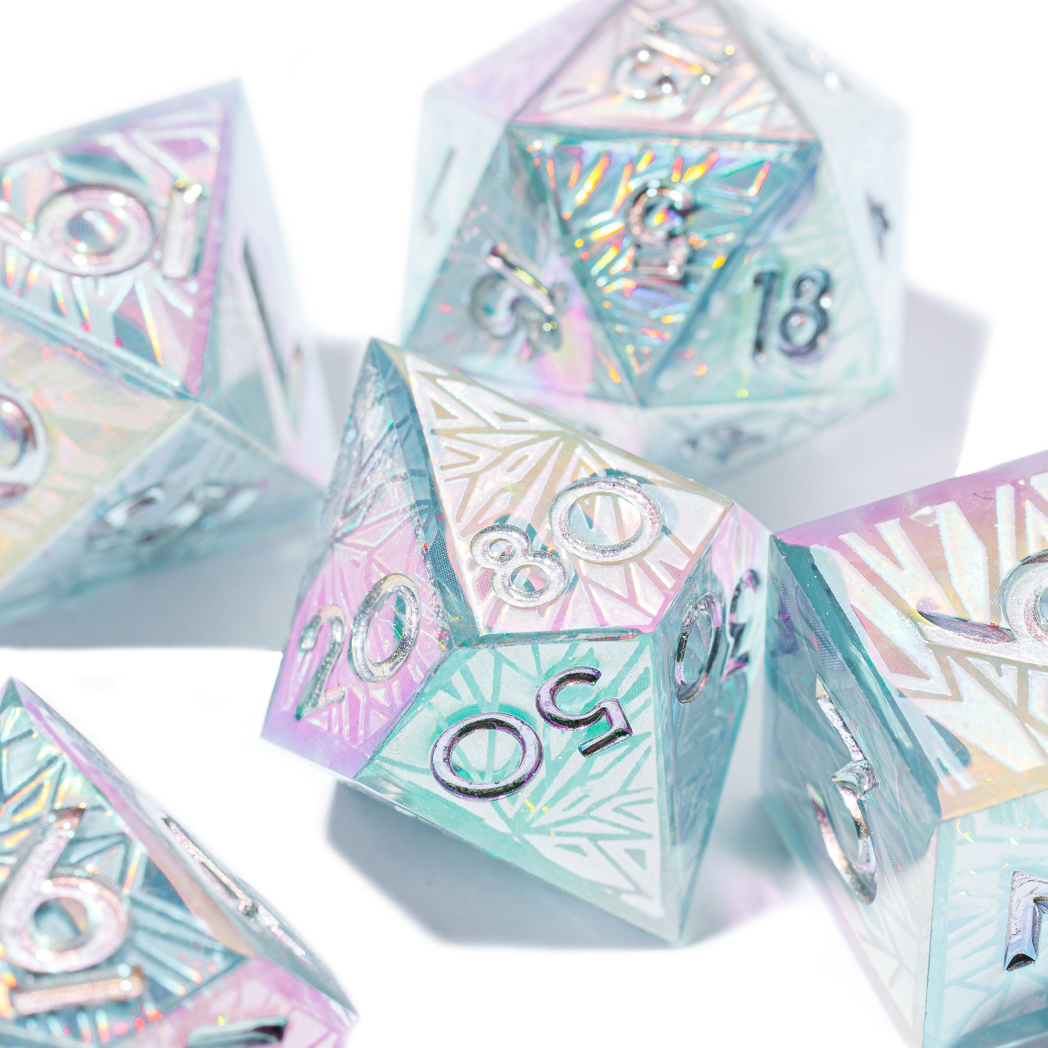 Glacier 7-Piece Iconic Iridescent Dice Set - Dispel Dice - Premium DnD Dice & Accessories # #