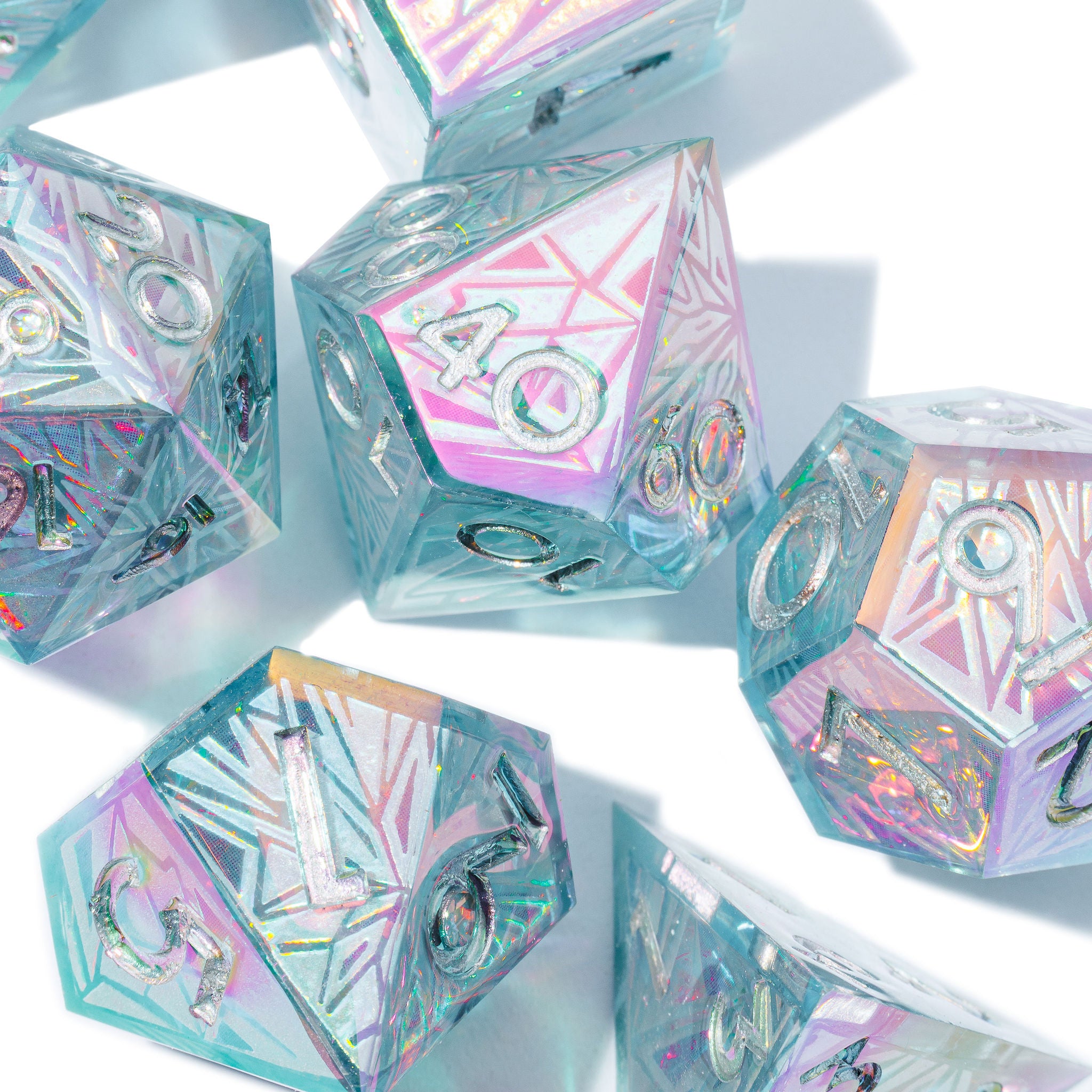 Glacier 7-Piece Iconic Iridescent Dice Set - Dispel Dice - Premium DnD Dice & Accessories # #