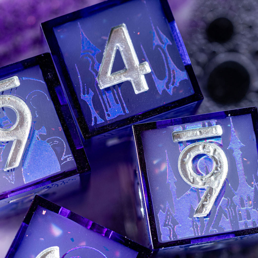 Haunted Landscapes 4-Piece Glow in the Dark Iconic D6 Dice Set