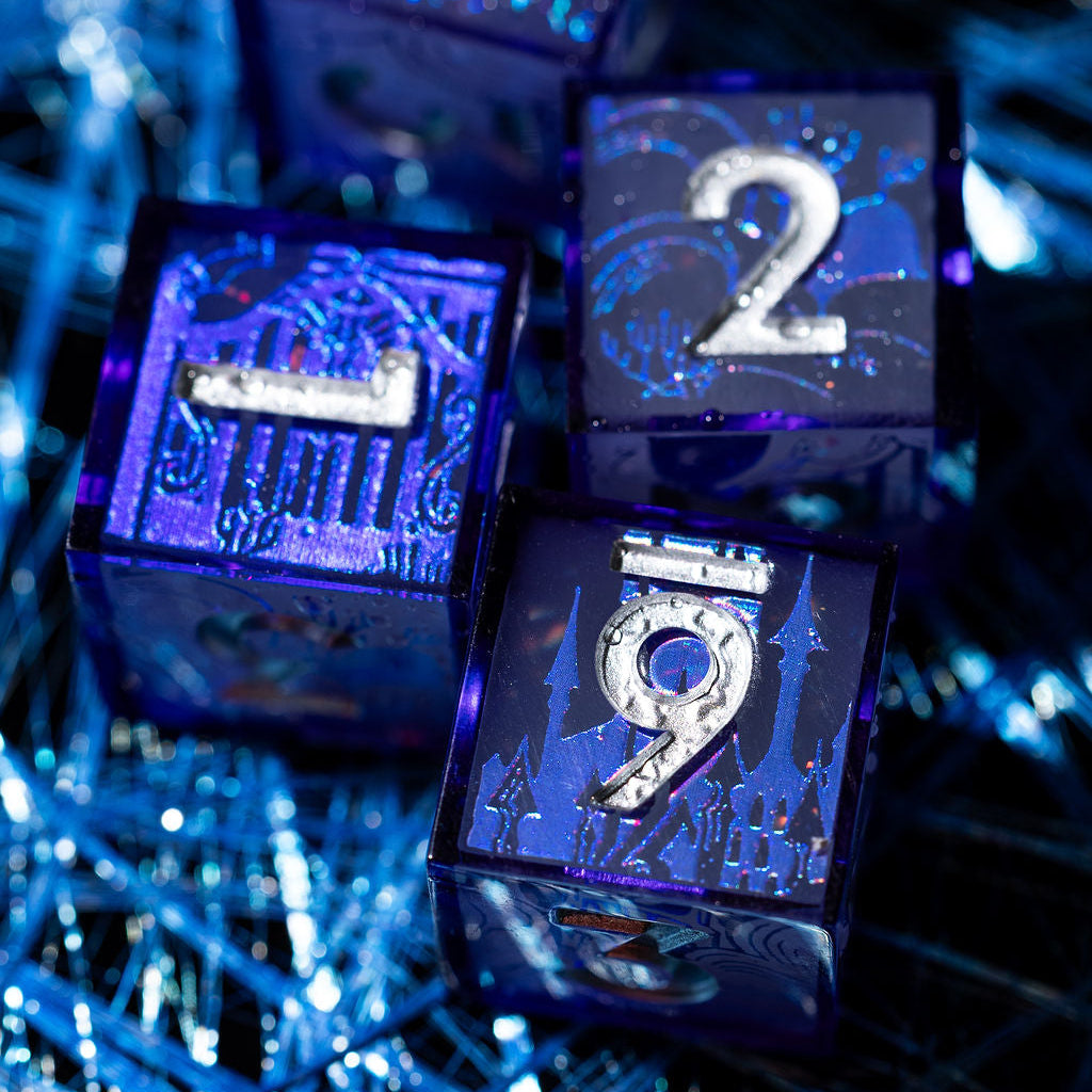 Haunted Landscapes 4-Piece Glow in the Dark Iconic D6 Dice Set