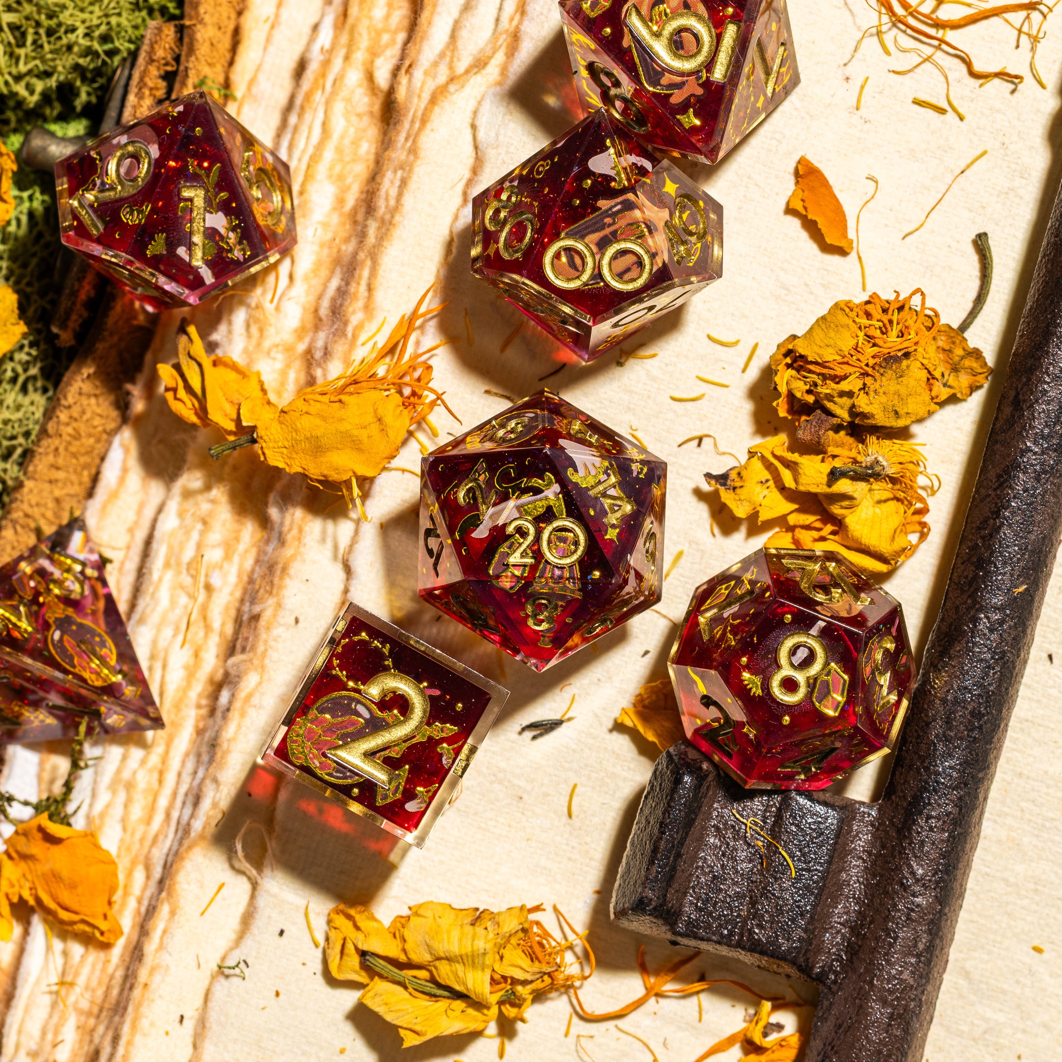 Maya Kern x Dispel Dice "Autumn Witch" 7-Piece Iconic Dice Set