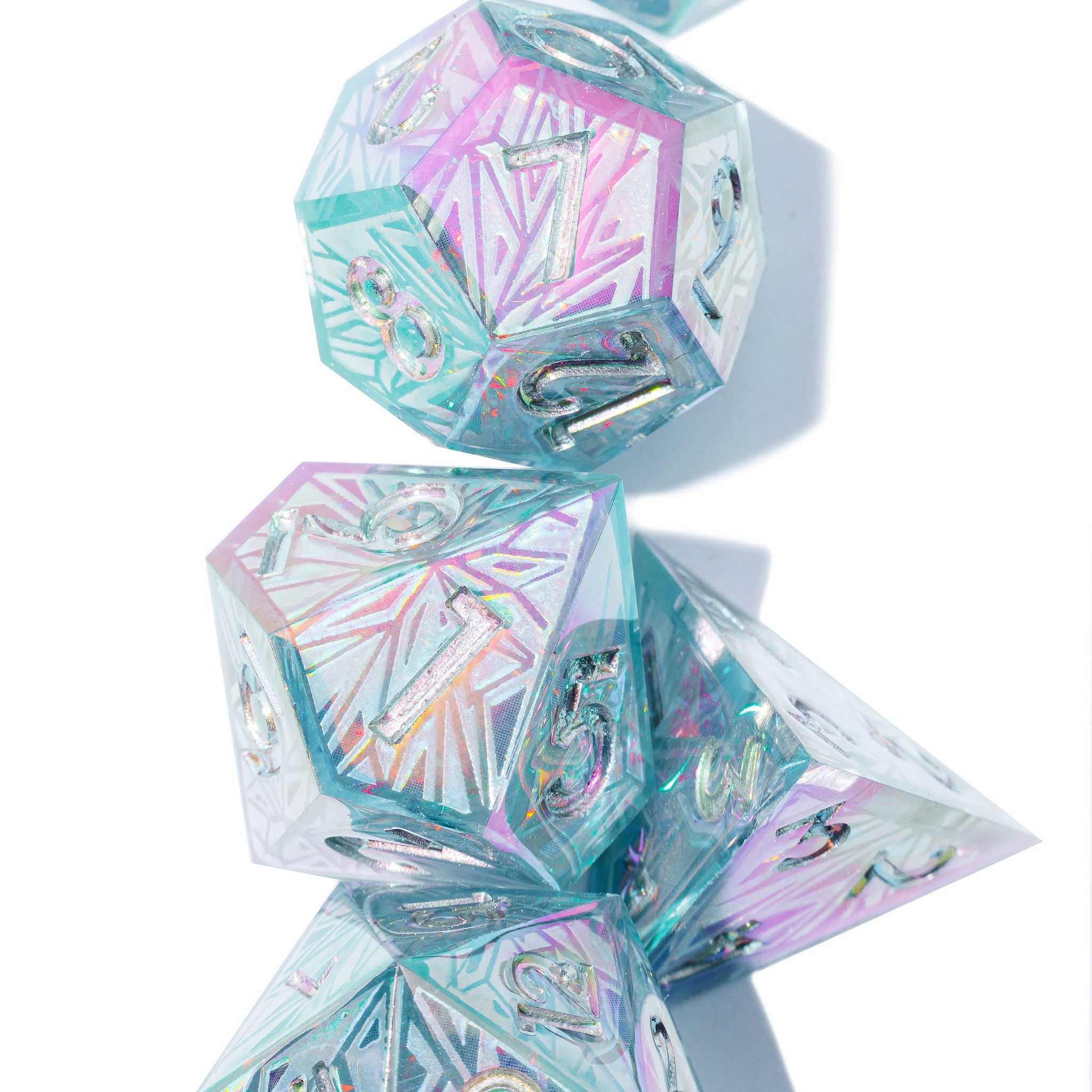 Glacier 7-Piece Iconic Iridescent Dice Set - Dispel Dice - Premium DnD Dice & Accessories # #