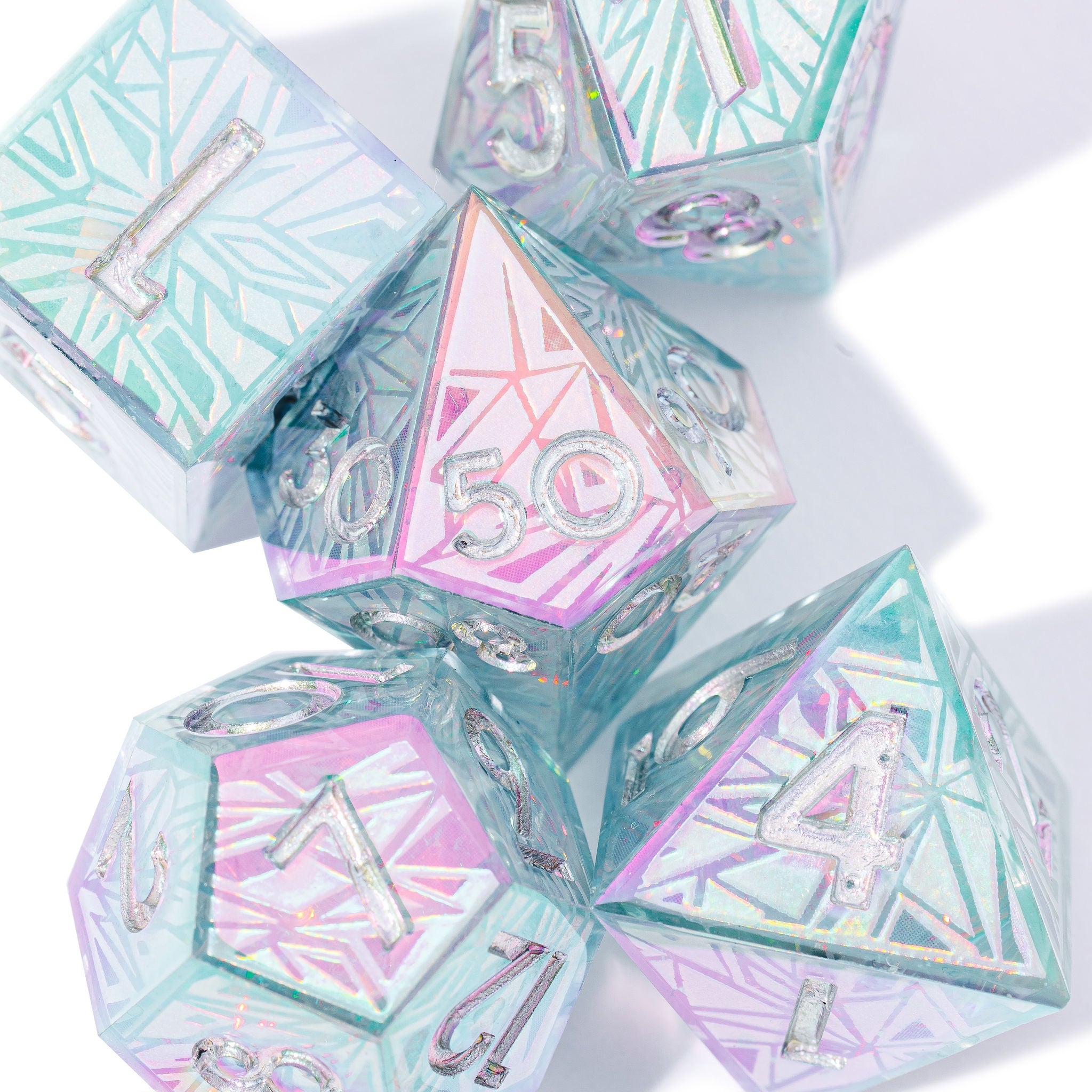 Glacier 7-Piece Iconic Iridescent Dice Set - Dispel Dice - Premium DnD Dice & Accessories # #