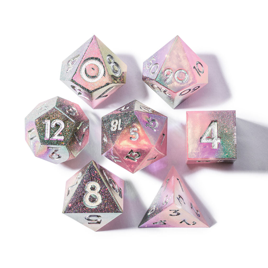 Heart Blush 7-Piece Iridescent Standard Dice Set - Dispel Dice - Premium DnD Dice & Accessories # #
