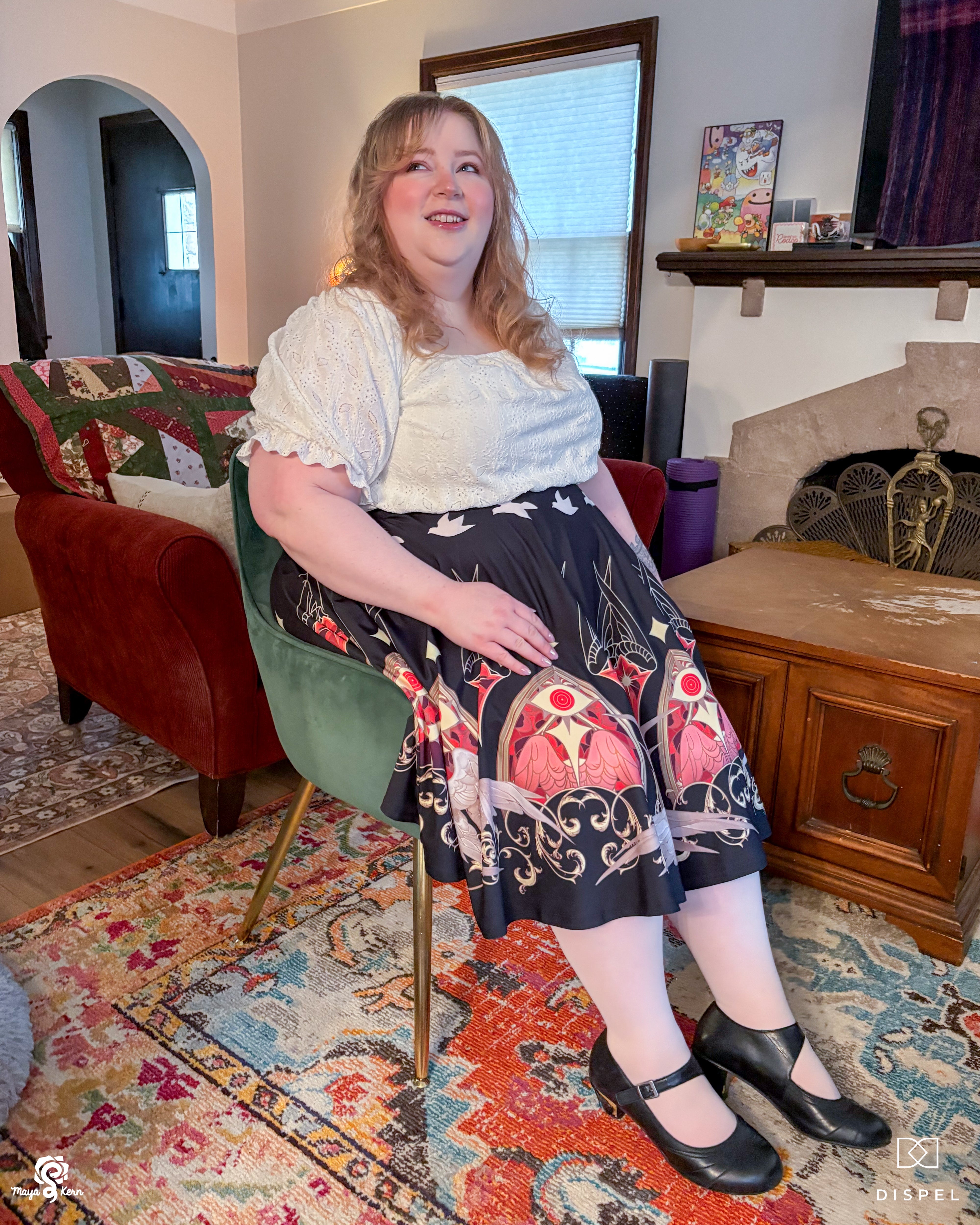 COLLAB: Dispel Dice Be Not Afraid Midi Skirt